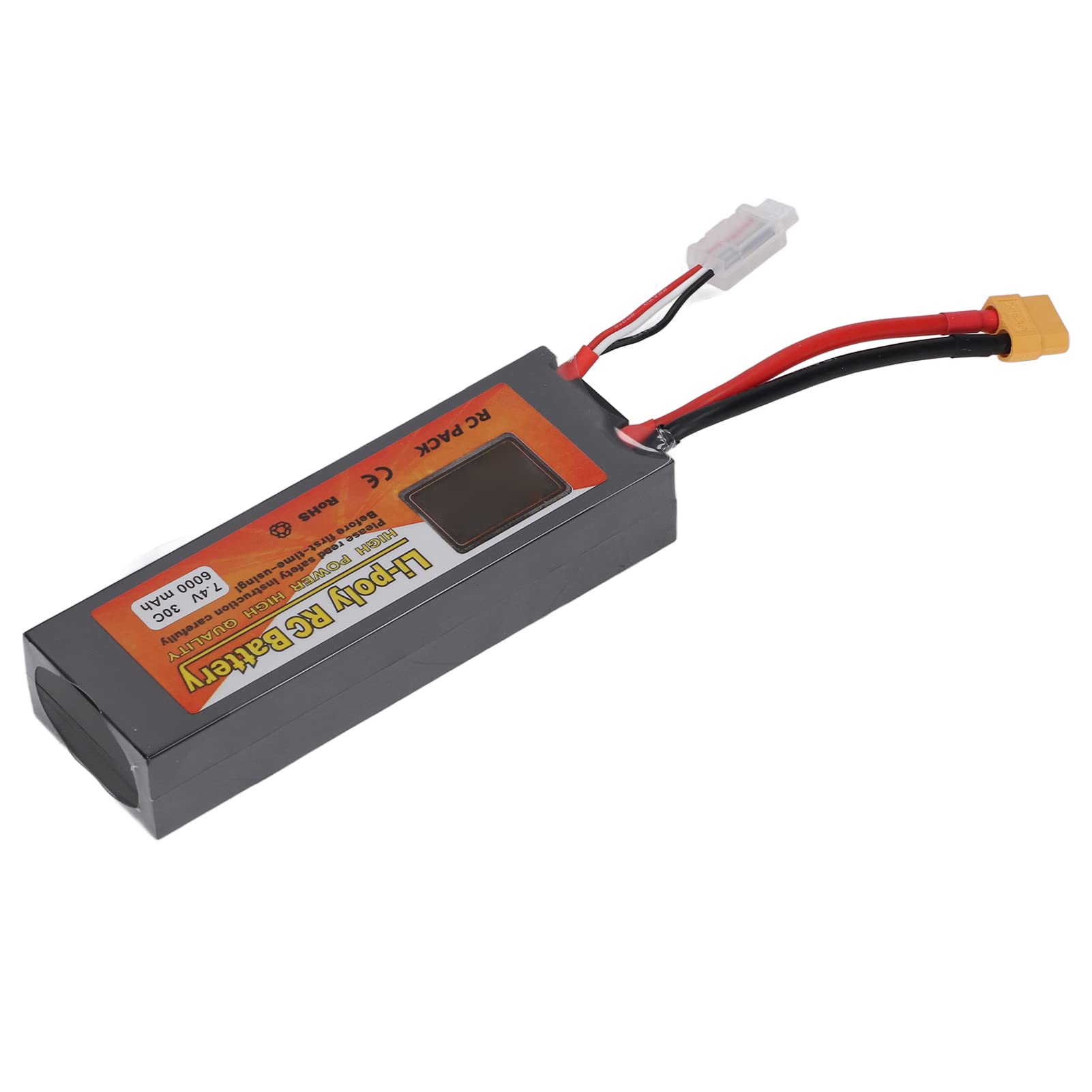 aqxreight Batteria Lipo 7.4V 6000mAh 30C 2S con Spina XT60 per Auto RC Droni Quadcopter FPV Batteria Lipo Ad Alta Potenza Compatibile con Losi Slash HPI Axial Racing