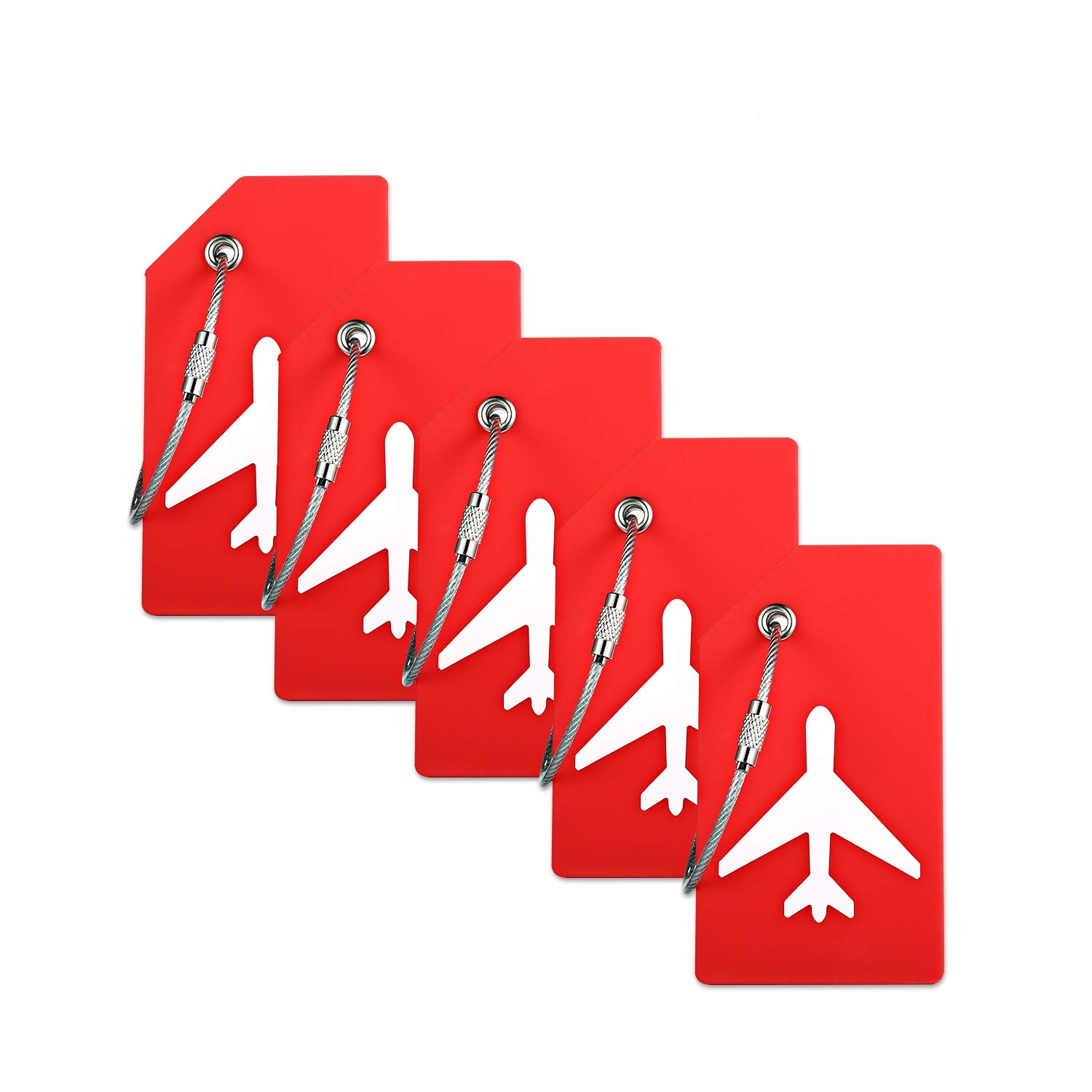 Silicone Luggage Tag with Name ID Card Perfect to Quickly Spot Luggage Suitcase by Ovener (Red 5 Pack Tags)