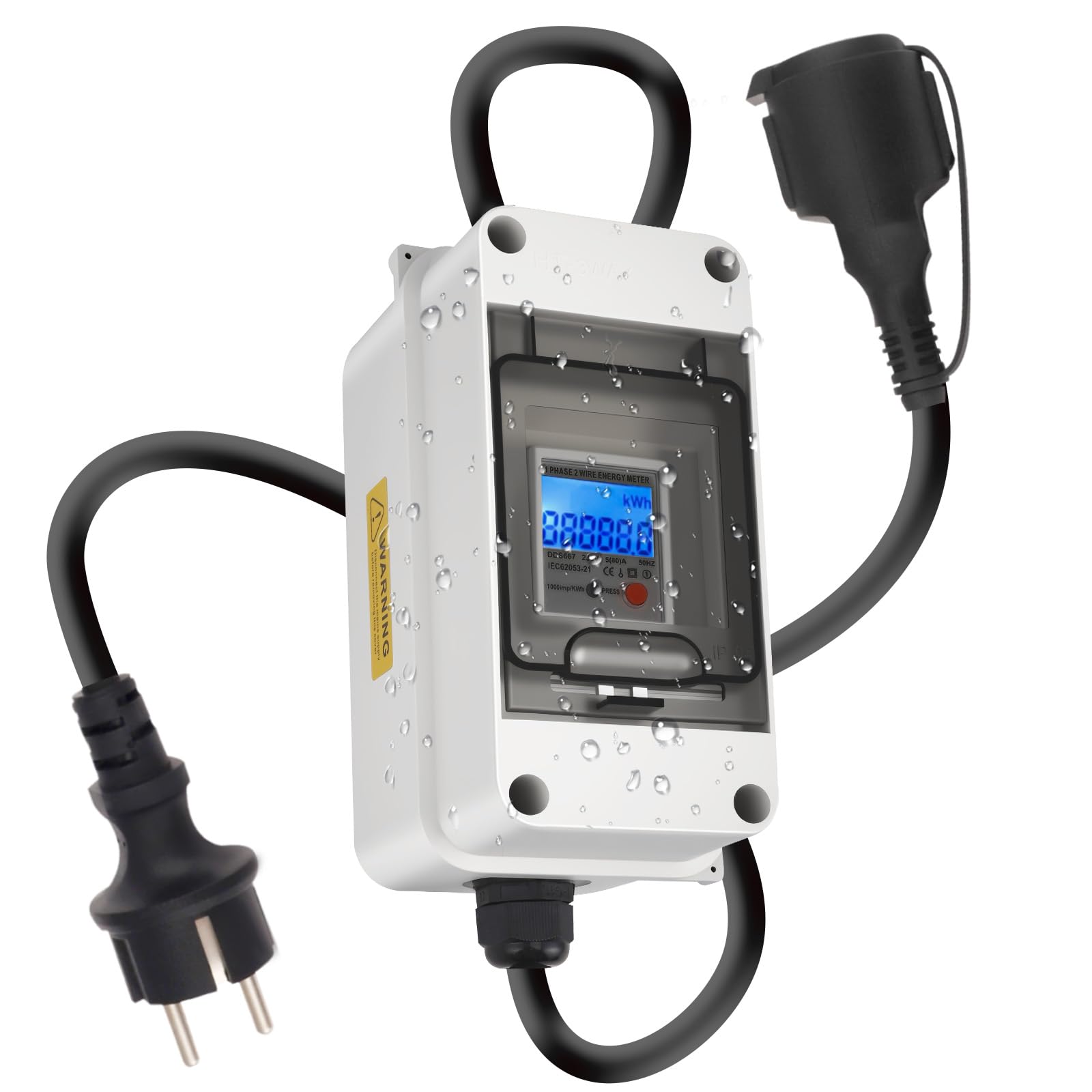 Medidor de electricidad digital portátil, 230 V, 60 A, medidor de potencia