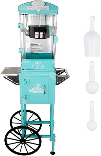 Miniatura 8 de Máquina de palomitas Trygoal, máquina para hacer palomitas con hervidor de 12 oz que hace hasta 64 tazas, carrito profesional de Nostalgia con Rojo