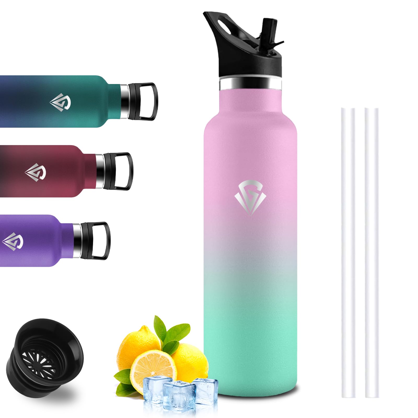 Borraccia Termica- 750ml- Bottiglia Termica, Borraccia Sportiva, Senza BPA, Bottiglia Termica Con Filtro e Cannuccia, Senza Perdite, Borracce per Campeggio, Viaggio, Fitness, Escursionismo