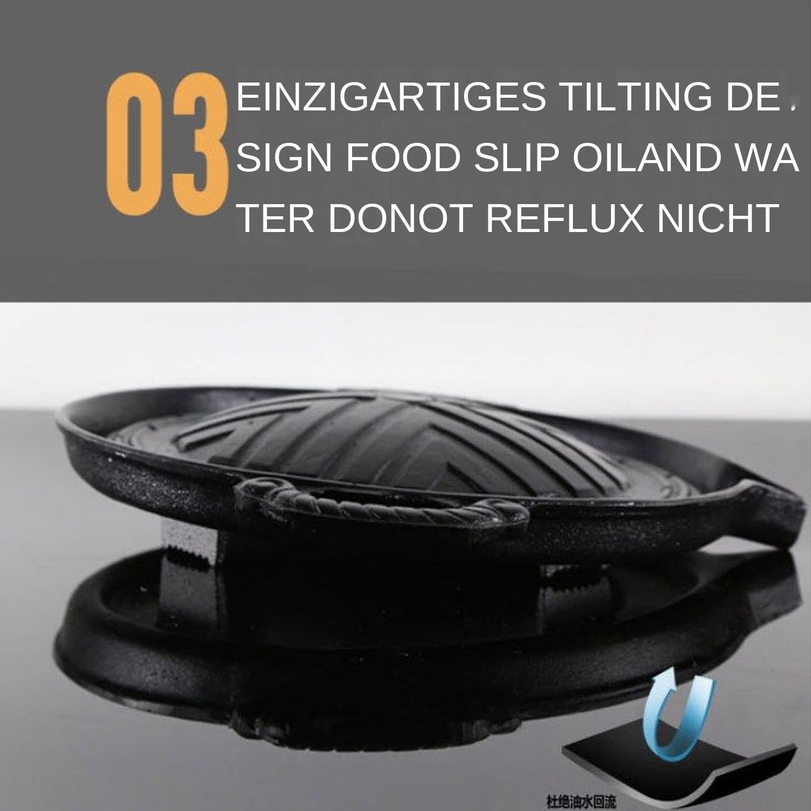 Żelazna żeliwna, żeliwna patelnia BBQ Przenośna płyta | Grillowanie talerza smażenia nonstick, 11 -calowa okrągła griddle na do pomieszczenia lub zewnętrznego