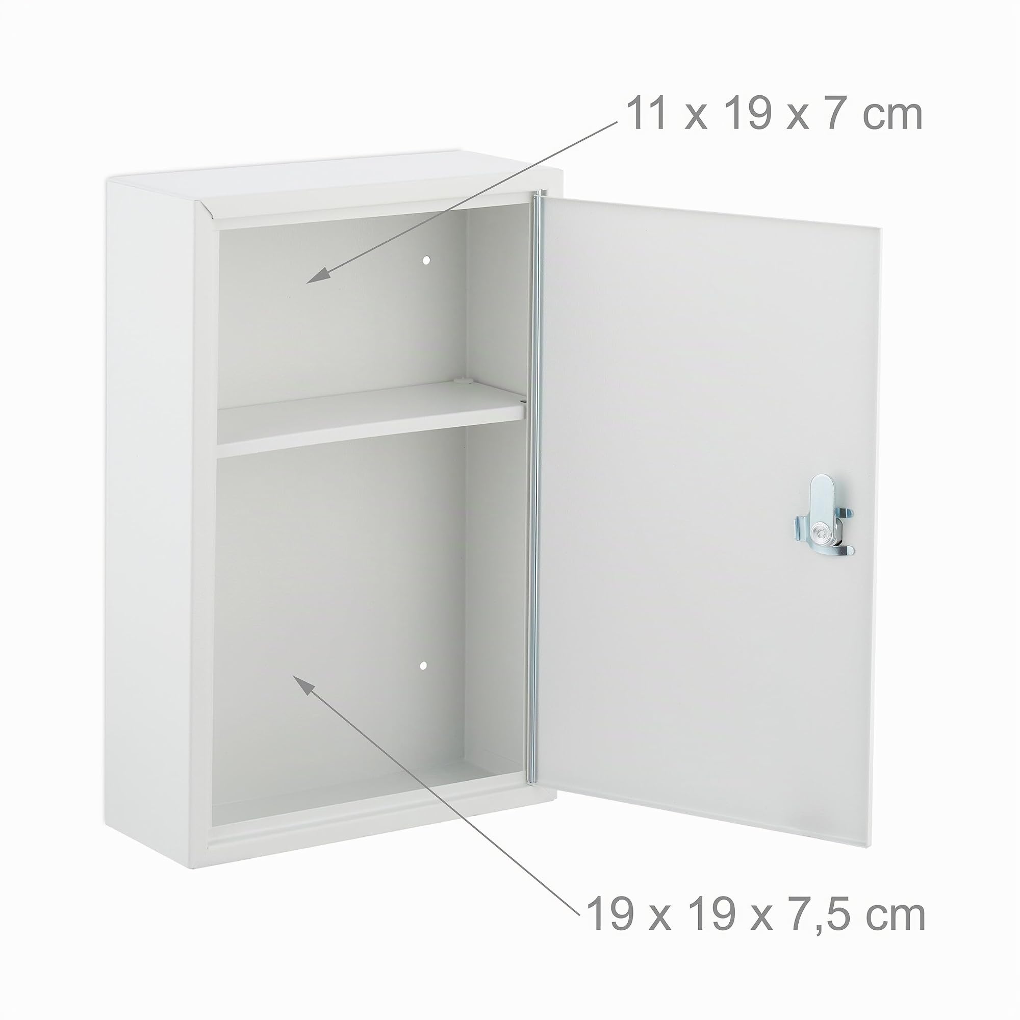 Relaxdays Armoire à Pharmacie, verrouillable, 2 Niveaux, Acier, HxLxP: 32x21,5x8 cm, accrocher, Blanc - Gris
