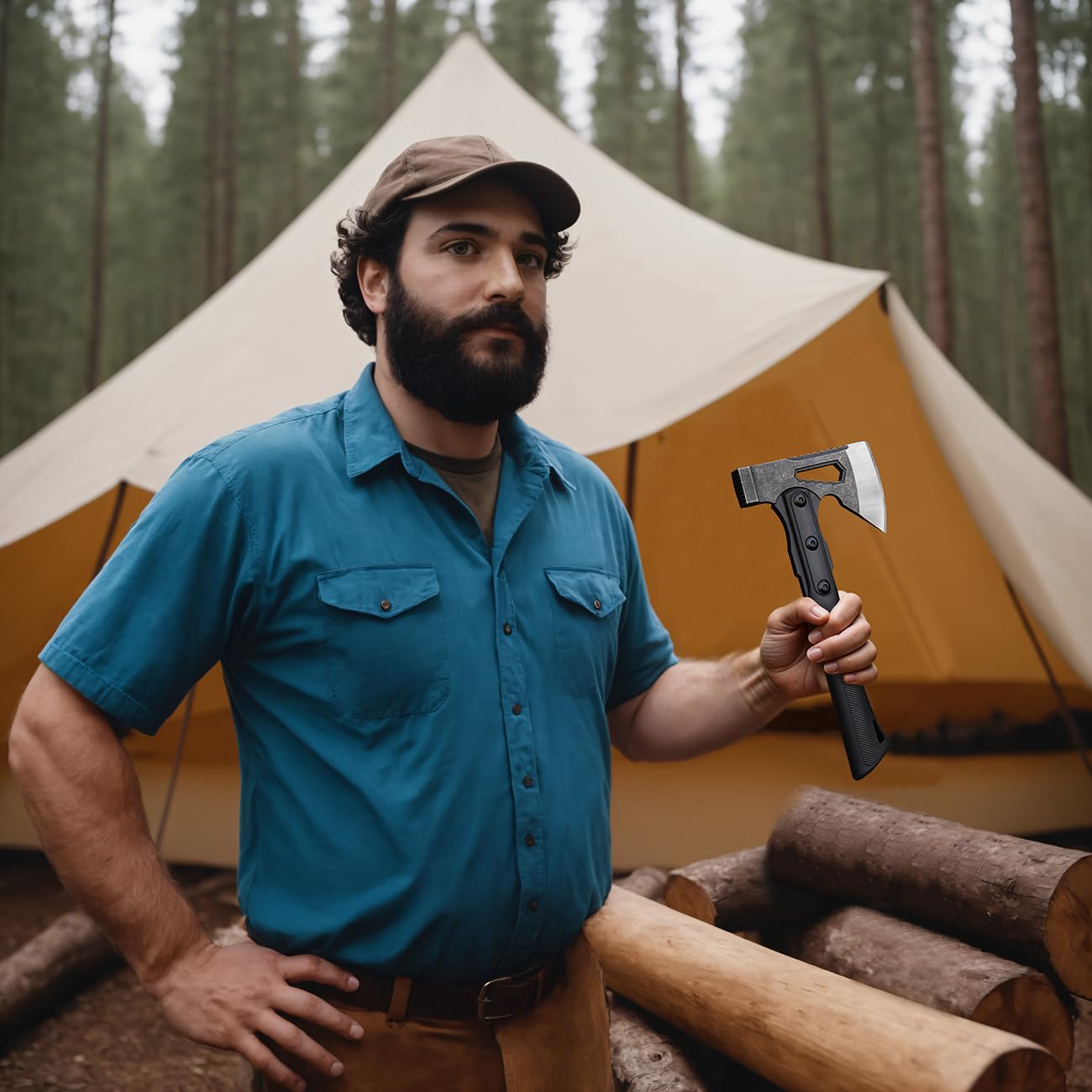 Campingaxt 27cm Zoll leichtes Beil 3in1, ergonomischer Griff, schützende Tragetasche (1,25 lb)