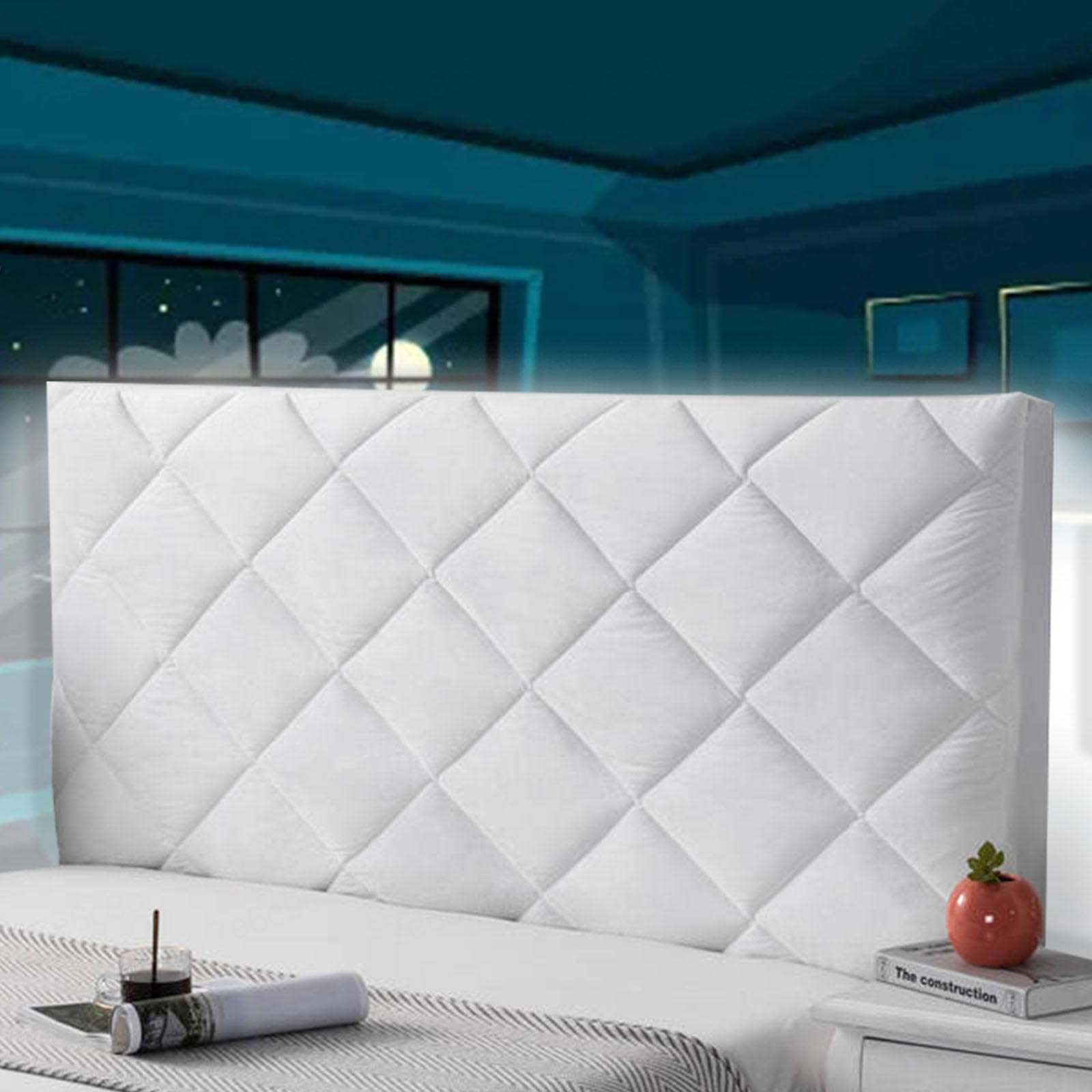 Headboard Cover Small Double Bed Headboard Cover King Size All-Inclusive Elastic Headboard Protection Cover Decoration Stretch Quilted Bed Head Covers,white-160cm
