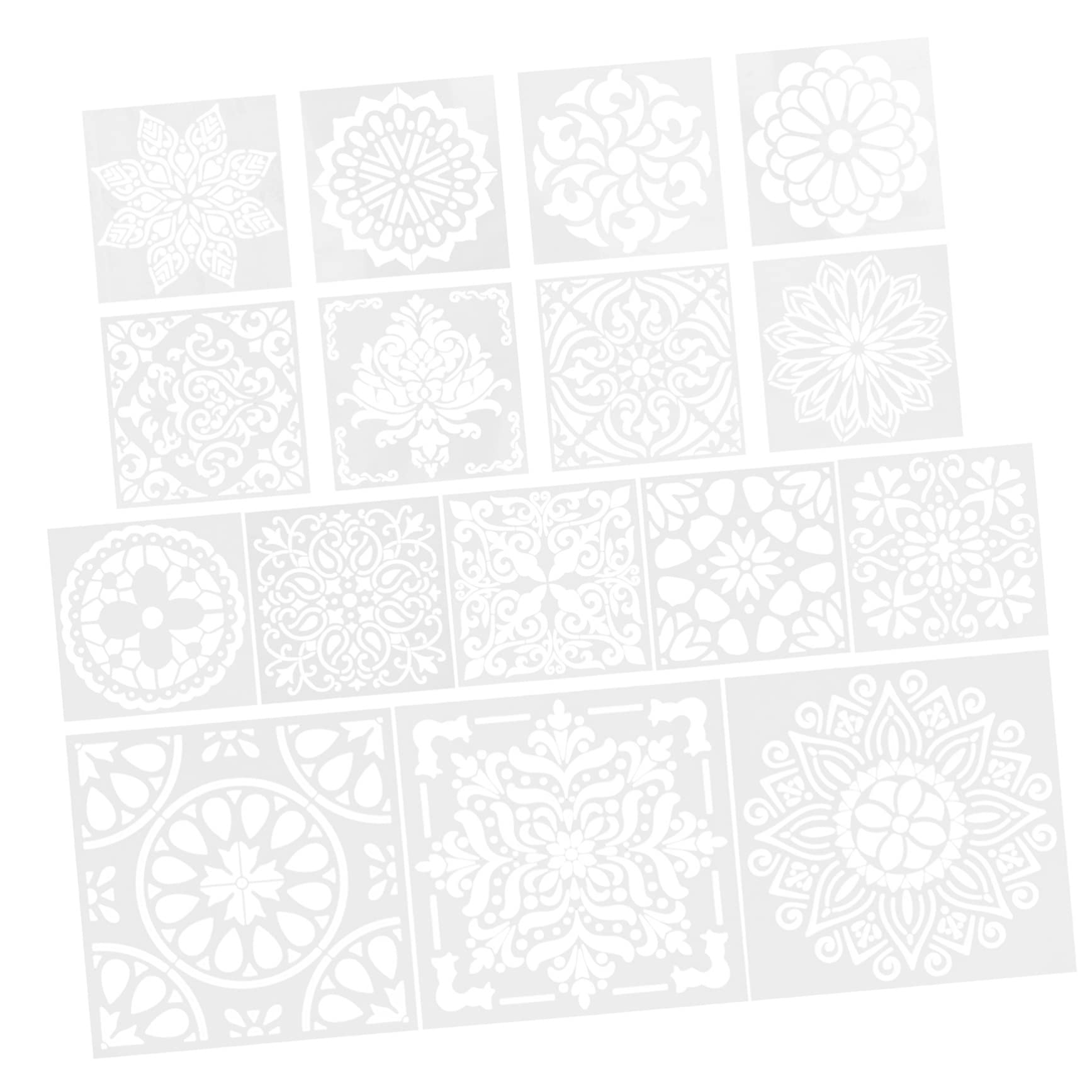 Operitacx 48pezzi Stencil per Pittura Mandala Modelli per Decorazioni Accessori per Arte Murale e Scrapbooking Template Riutilizzabili Pet per Creazioni Facili e Festive