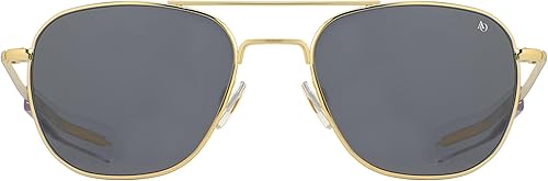 Miniatura 3 de AO Gafas de sol Pilot originales, color dorado, lentes de nailon AOLite de color real, patillas de bayoneta, 52-20-140