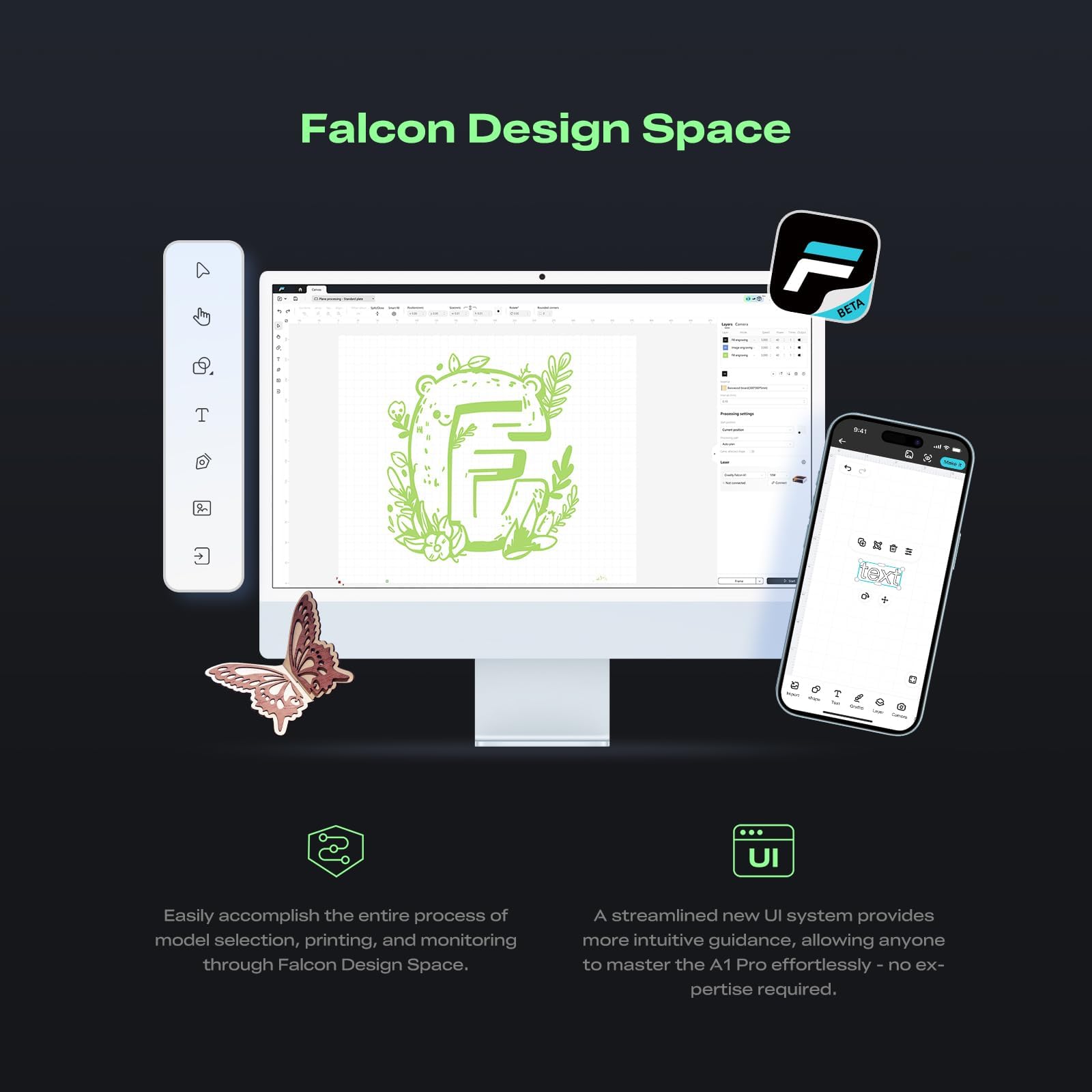 Creality Falcon A1 Pro 20W Kit Laser, 180W Design Completamente Chiuso, 600 mm/s, Fotocamera HD per Autofocus, Controllo APP & Touch Screen, per Legno e Metallo, Classe 1