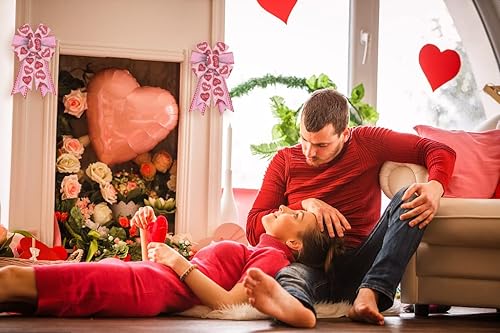 Miniatura 10 de 2 lazos de corona para el día de San Valentín, lazos de San Valentín, tiras de corazones rojos, lazos de arpillera para coronas, lazos de cinta para