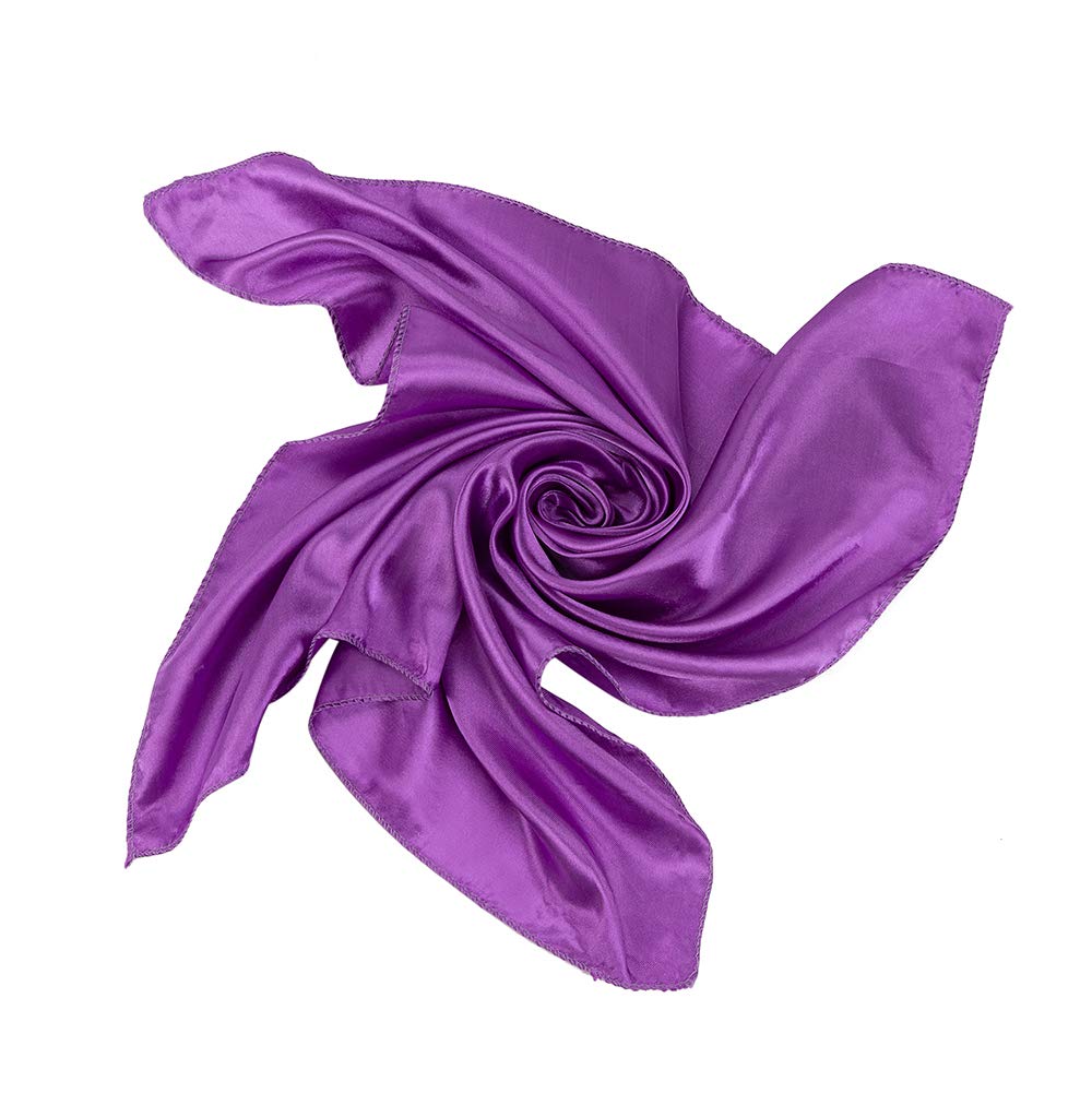 Satin Silk Large 90cm X 90cm Square Plain Nautical Head Neck Scarfs Wrap (Purple)