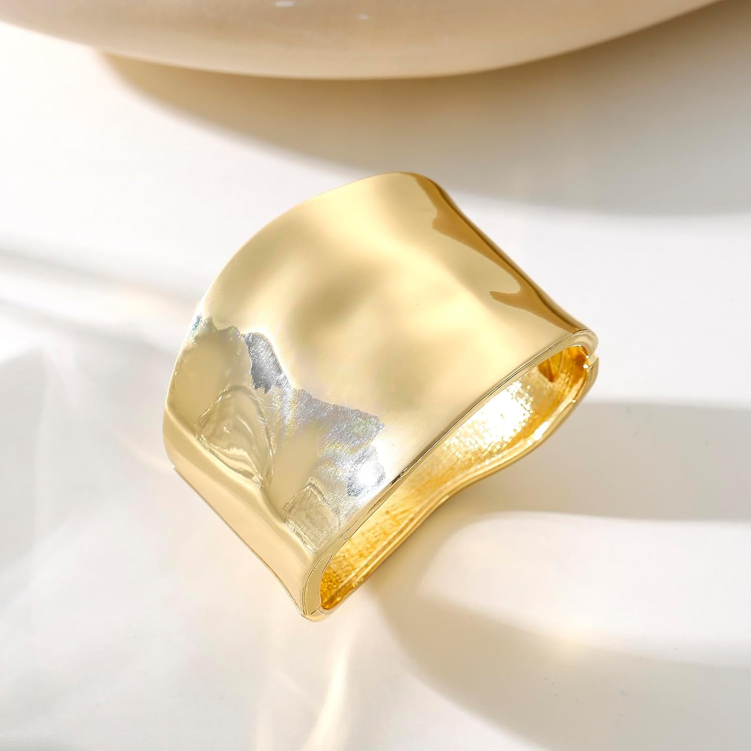 Bangle Bracelets for Women | 14K Gold Plated Trendy Wide Bracelets | Hinged Arm Cuff Bangles Chunky Bracelet for Women - Image 4