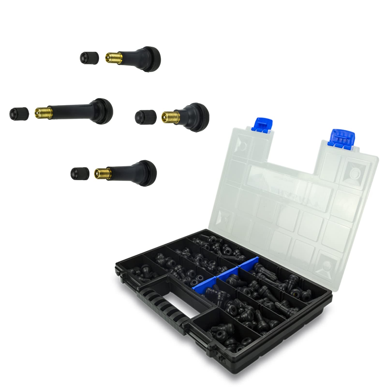 HASKYY 300 Autoventile Gummi Set 50x TR412, 100x TR413, 100x TR414, 50x TR418 I Snap-in-Pkw Gummi Ventil I Ventilkappe Reifen Ventilaufsatz