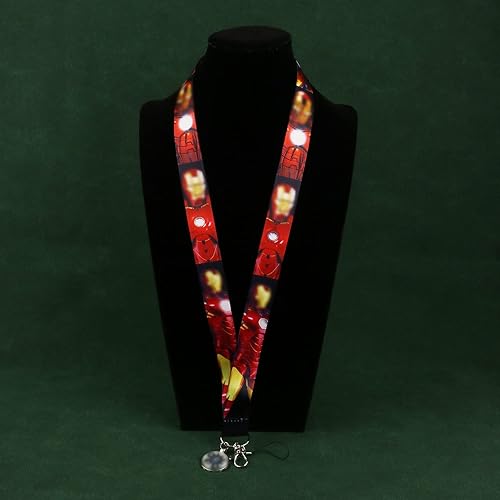 Miniatura 2 de Llavero con estampado de dibujos animados de Iron Man, clip para identificación con correa para el cuello de Iron Man para llavero, Iron Man -Ly