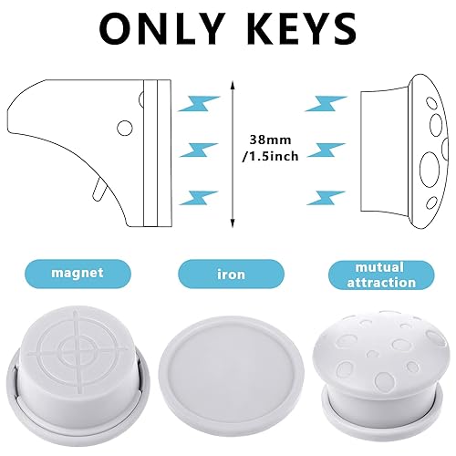 Miniatura 2 de Youyole 8 llaves de repuesto universales para bebés, cerraduras magnéticas para gabinetes, a prueba de niños, llaves magnéticas extra, pestillo de