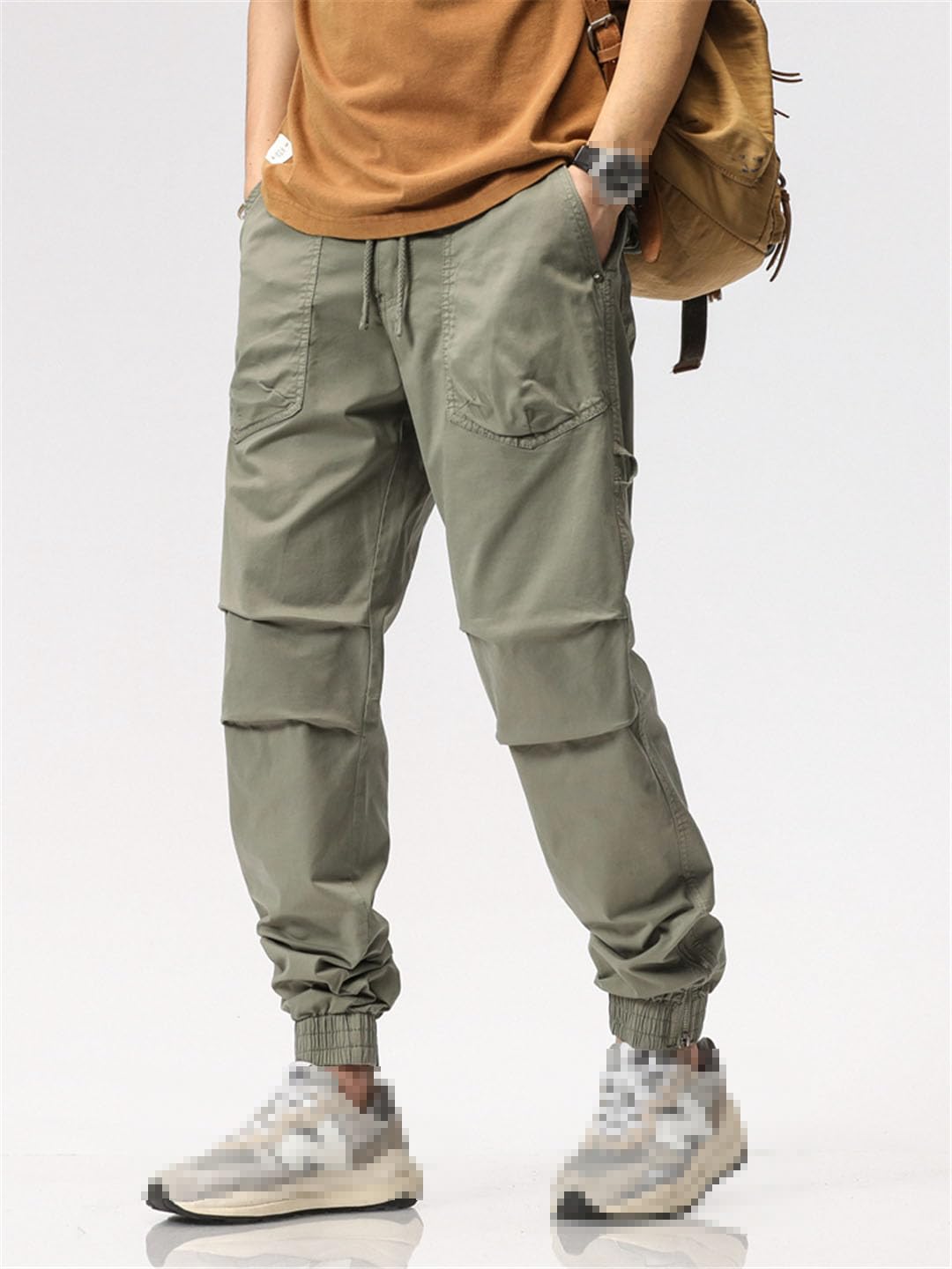 Vogrtcc Pantalones Cargo para Hombre Pantalones Casuales Ajustados Joggers Cordón Cremallera Pierna Pantalones De Trabajo