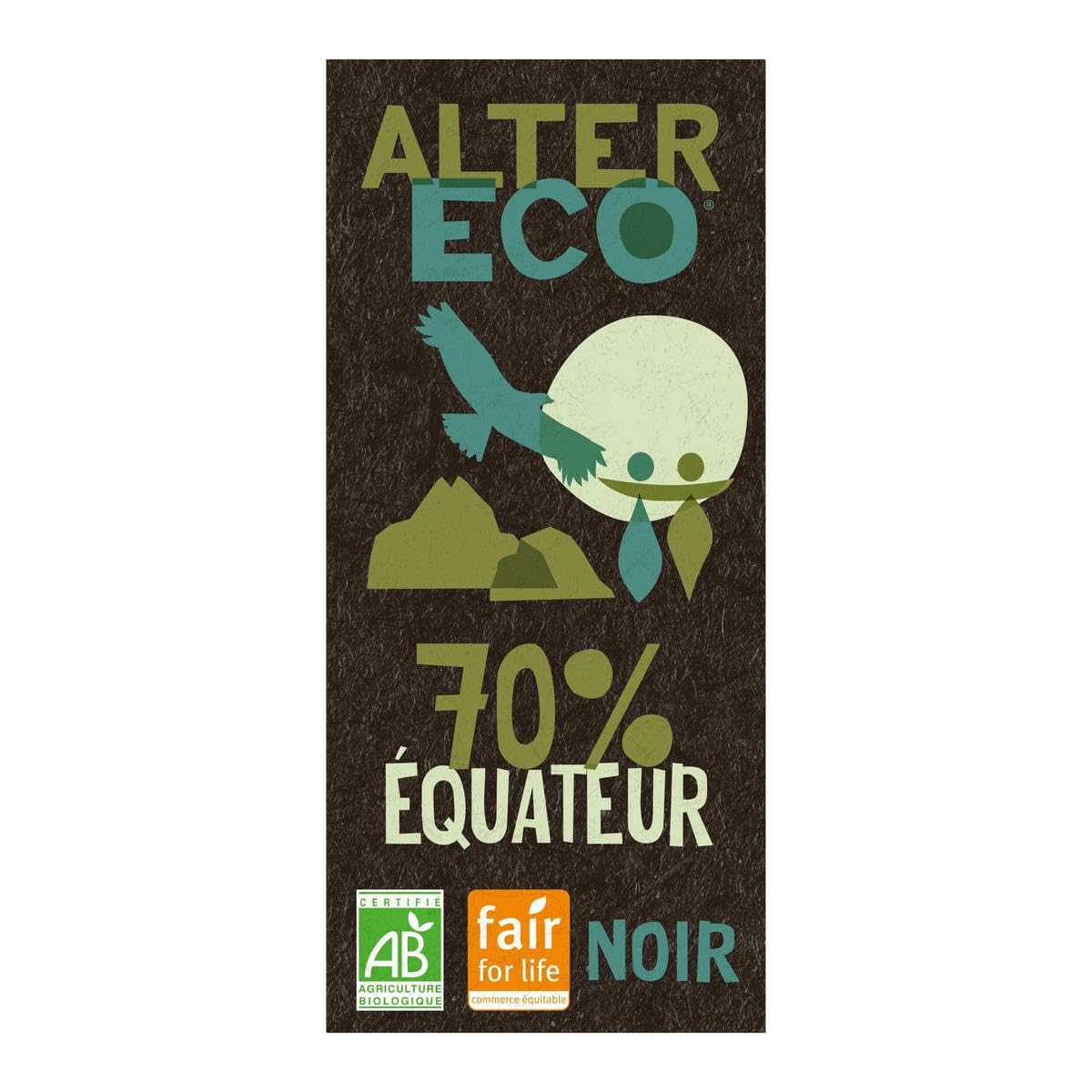 ALTER ECO - COMMERCE EQUITABLE - Alter Eco - Commerce Equitable Chocolat Bio Noir Equateur 70%, 100G - 100G - Lot De 3 - Vendu Par Lot