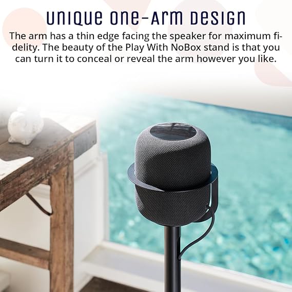 Speaker Stand for Apple HomePod & HomePod 2, 37-Inch Floor Stand with Built-in Cable Management, Powder-Coated Steel, Sleek Modern Design, Secure Precision-Fit Ring