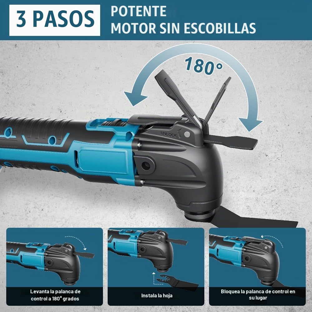 Herramienta Multifunción para Makita 18V (Sin batería), Multiherramienta Oscilante Inalámbrica 6 Velocidades Ajustables Sierra Oscilante, Multitool para Quitar, Raspar, Cortar