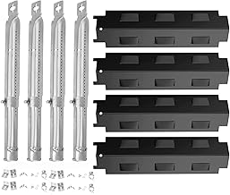 WELL GRILL Universal Edelstahl Brenner & Flammenverteiler für Landmann, Tepro, Barbecook und die meisten Gasgrill, 37cm Hitzeschild Brennerabdeckung und 31-45cm Einstellbares Brennerrohre Ersatzteile