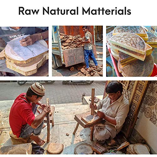 Mandala Life Art Boho Chic Decorative Wall Hook - Pack Of 3 - Natural Raw Mango Wood - Hand Curved Wooden Stamp With Metal Hook For Coats,Towels, Keys,Clothes - Jewelry Hanger #TOP4