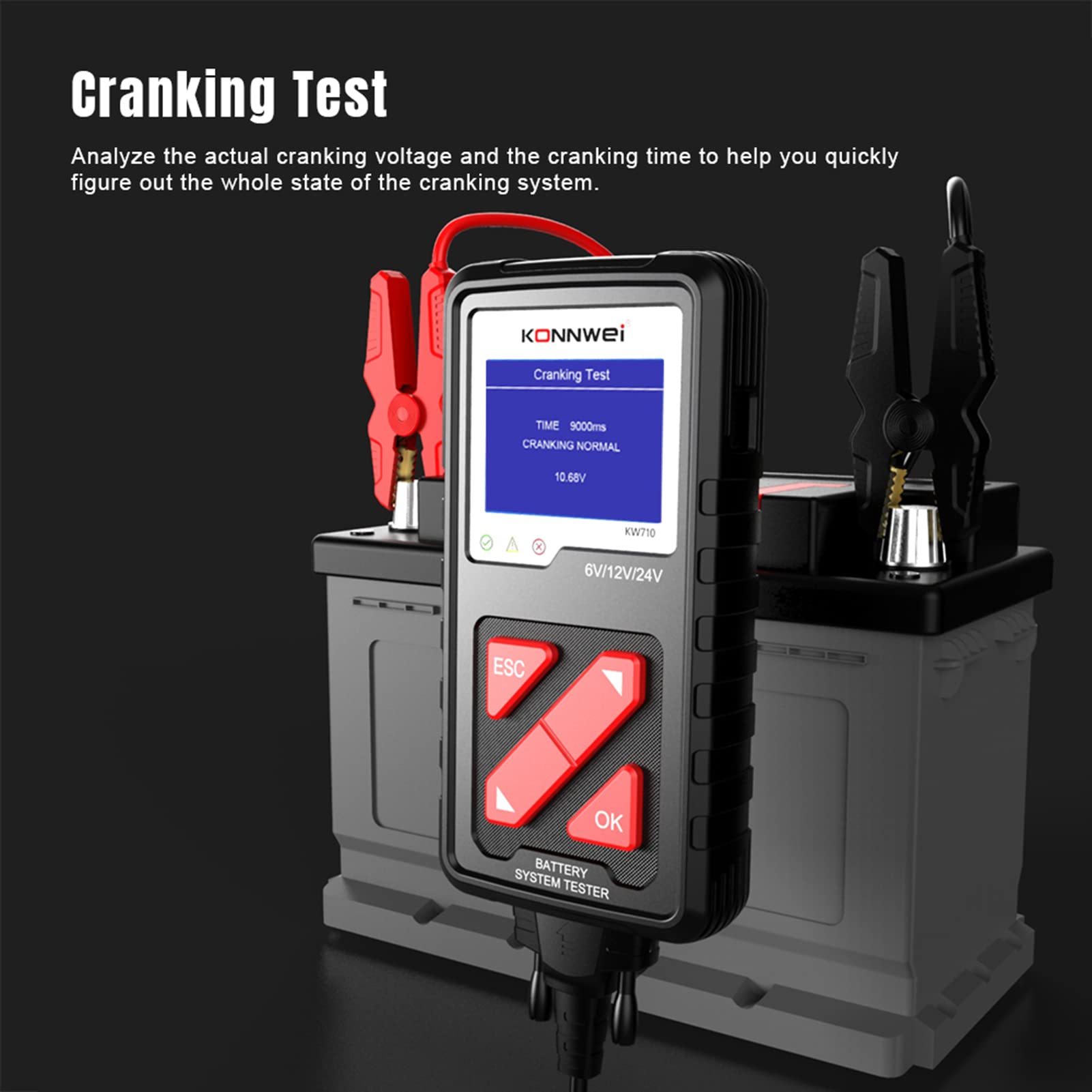 Testeur de batterie de voiture KW710 100-2000CCA Testeur d'alternateur automobile Analyseur de batterie automatique numérique Testeur de système de démarrage de charge pour