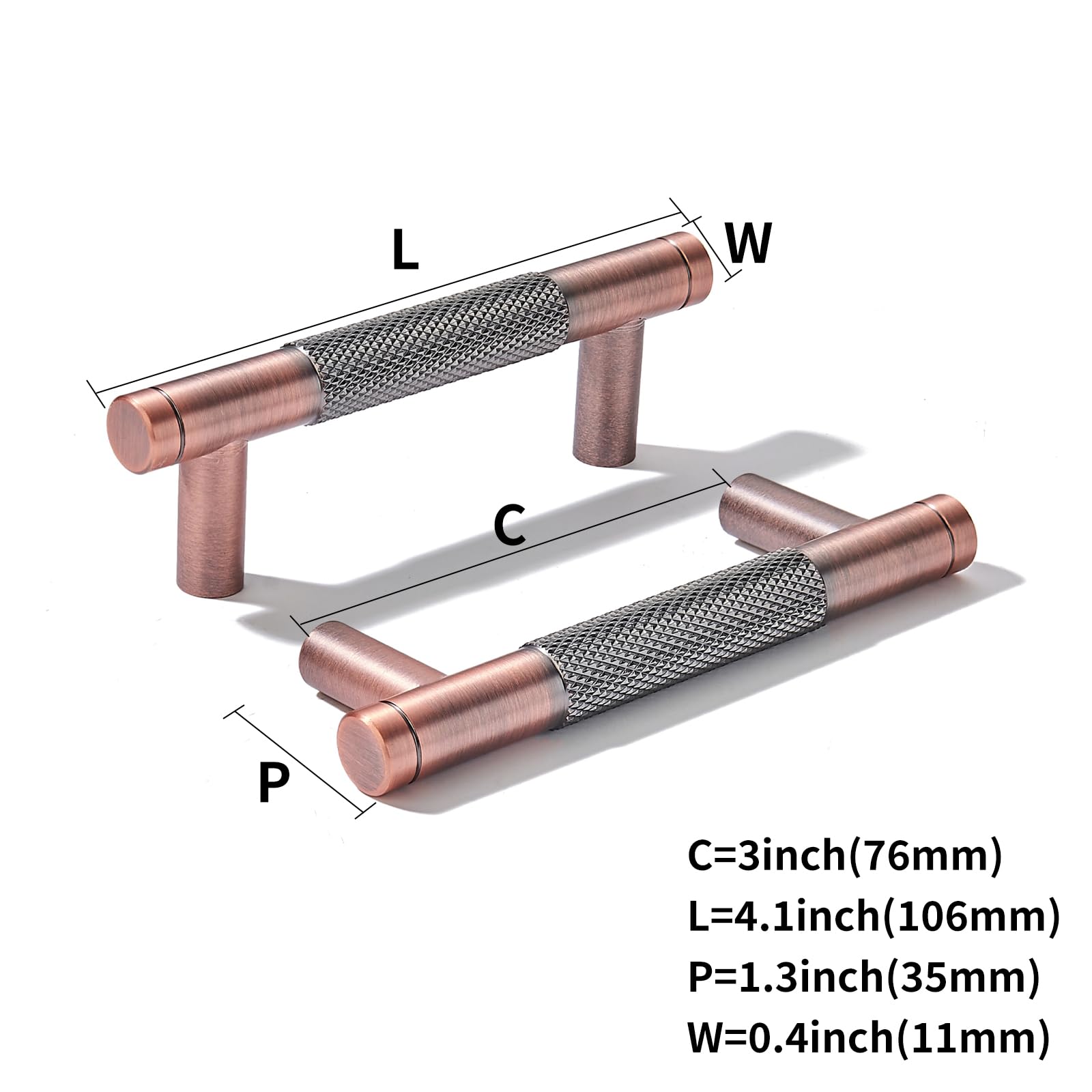 KHTUMEWARE-3440 Brushed Antique Copper Cabinet Pulls CTC 3 in (76 mm) 10-Pack in Brushed Antique Copper — KHTUMEWARE