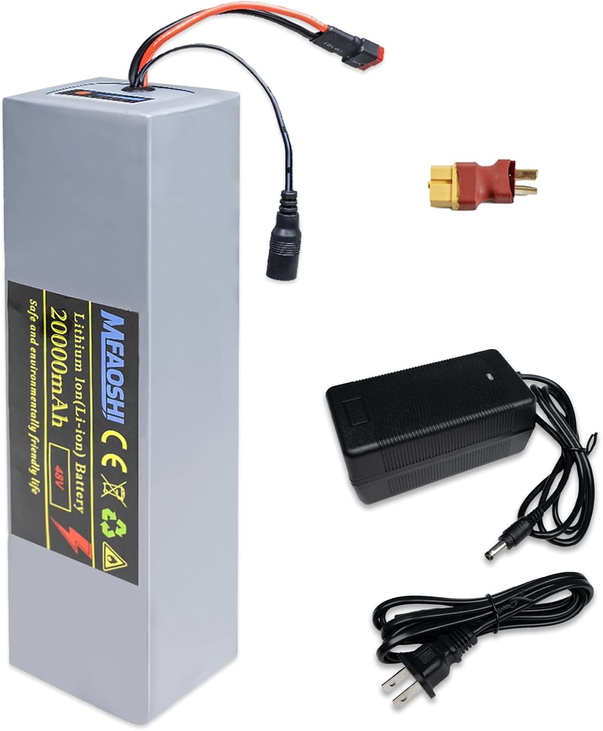 48V 20Ah E-Bike Battery Pack for 0W-1500W Motors, 2A Fast Charger, 30A BMS, LCD Display & XT60 Port for E-Bikes/Scooters