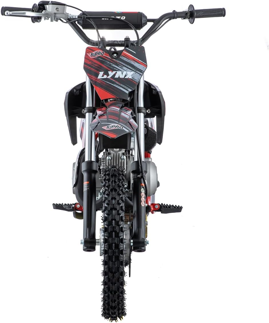 X-PRO Lynx 110cc Dirt Bike with Automatic Transmission, Electric Start,14"/12" Tires! (Red)