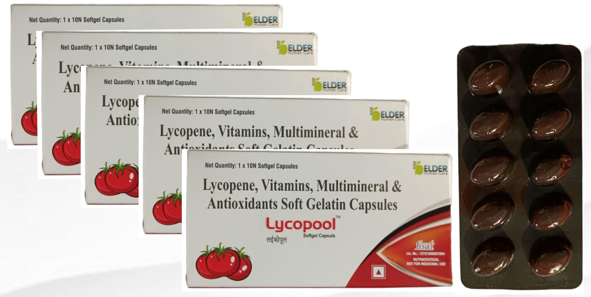 Lycopool Lycopene, Vitamins, Multimineral & Antioxidants Soft Gelatin Capsules, 10 capsul Pack of-5