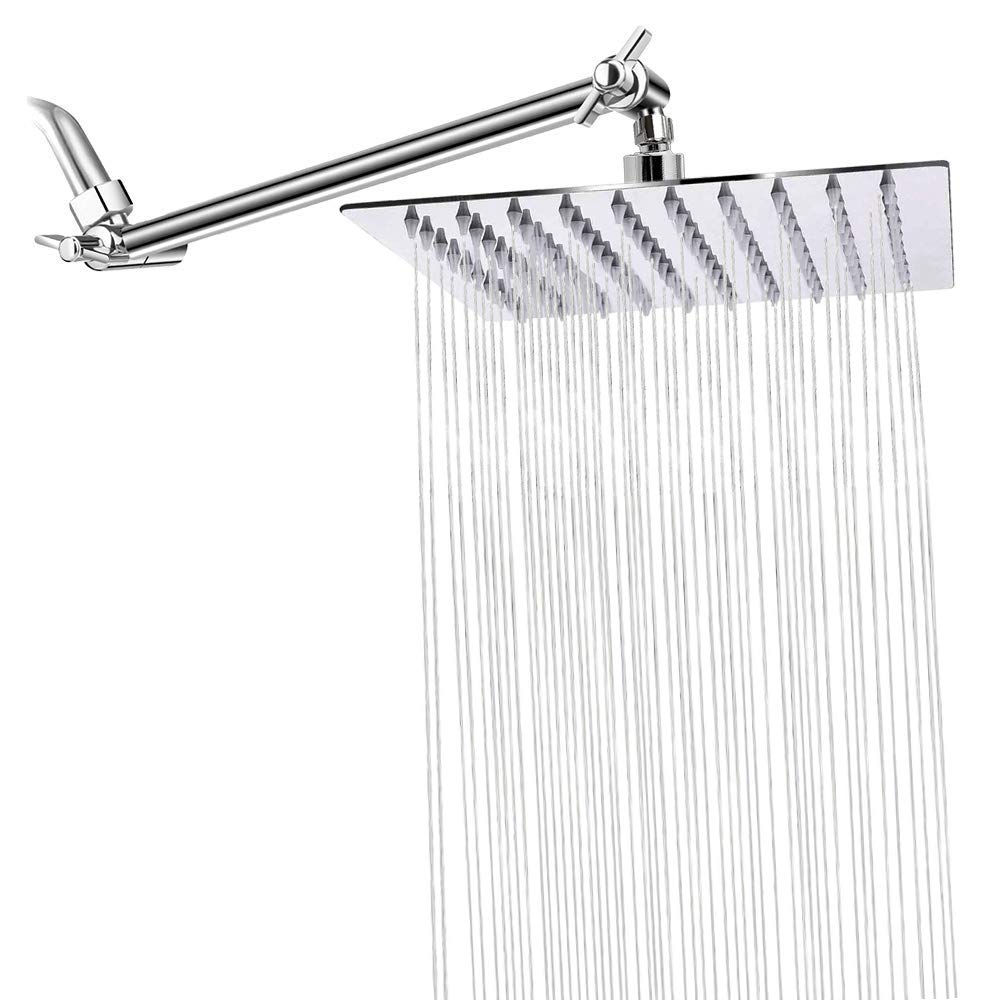 Buy 8 Inch Rain Showerhead with 11” Adjustable Extension Arm, STrighter High Pressure Stainless