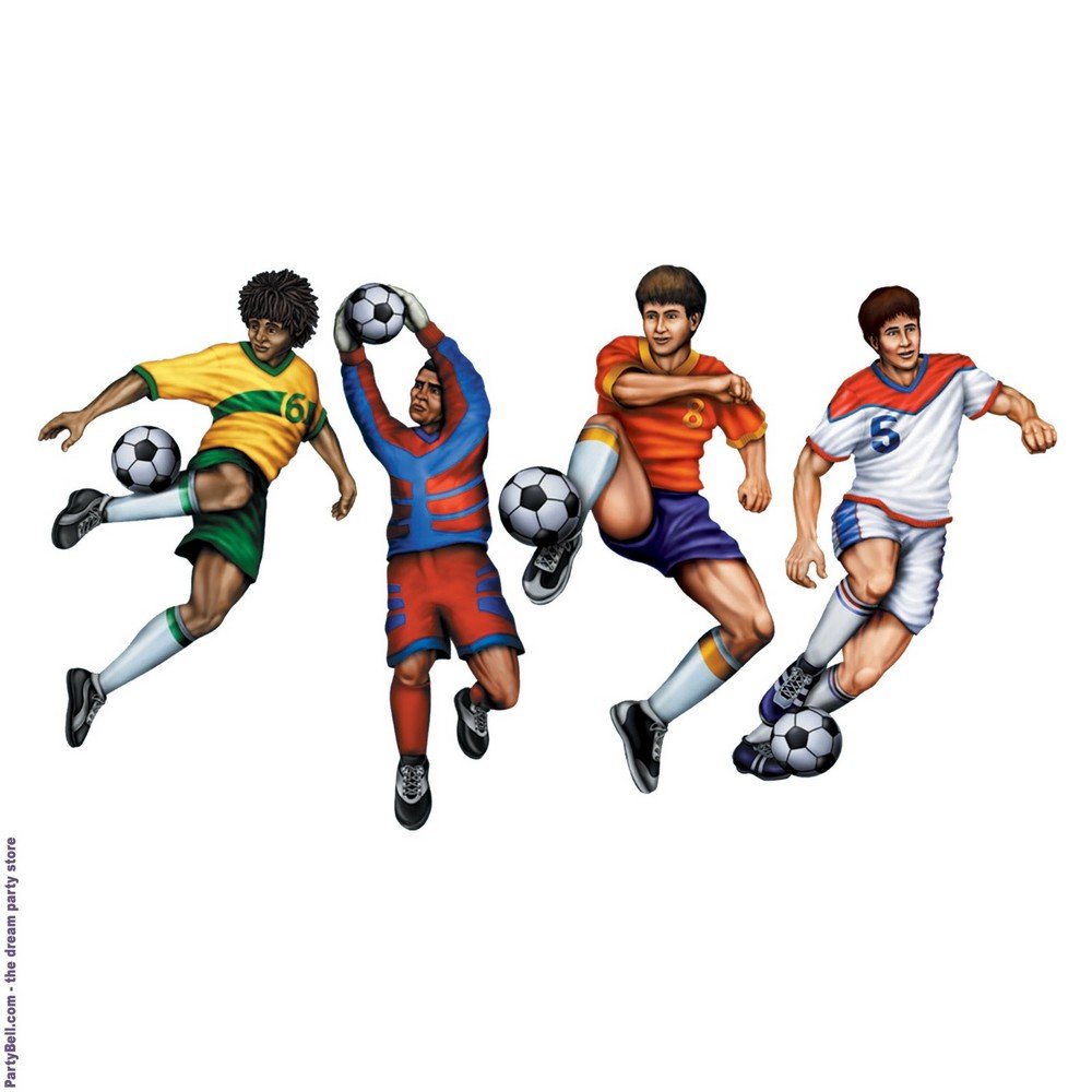 Beistle Soccer Players Decorating Cutouts - 4 Pcs, One Size, Multicolored