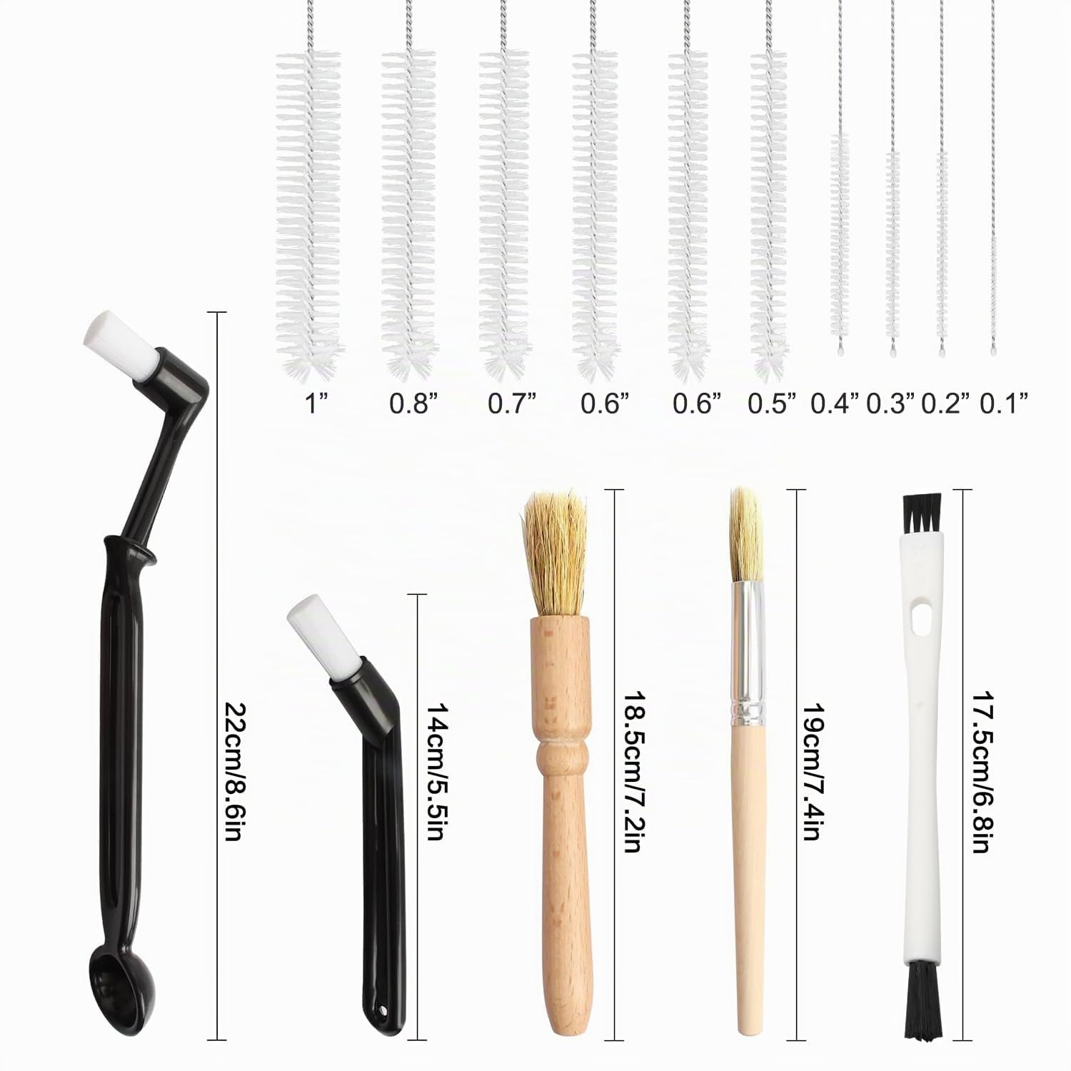 Juego de 15 cepillos de limpieza para cafetera, cepillo de limpieza para cafetera, cepillo de café, cepillo de cocina, soporte para cafetera, accesorios de limpieza