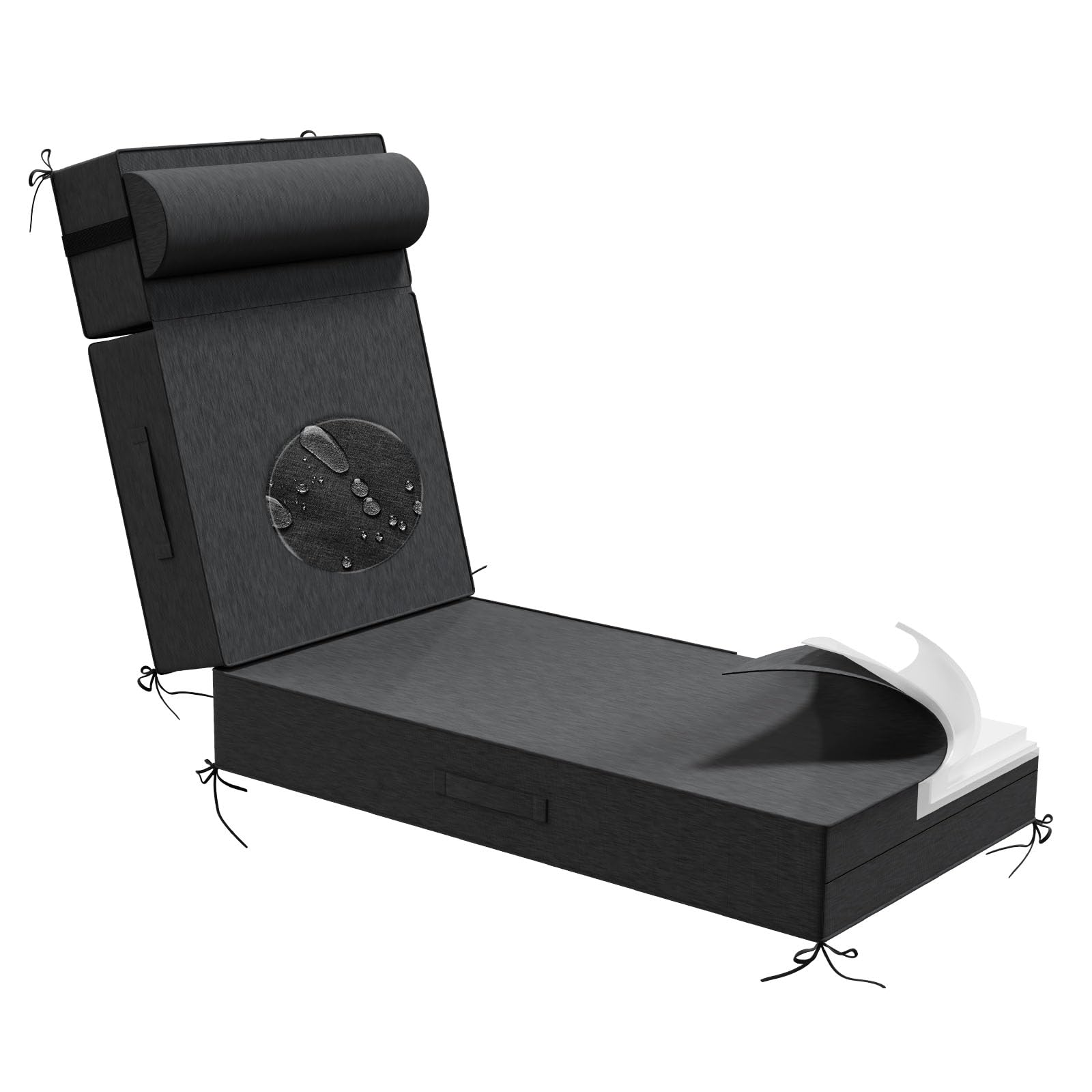 AOFEITE Outdoor Olefin Chaise Lounge Cushions with Pillow 80x 26x5 Water Resistant and Fade Resistant Patio Furniture Lounge