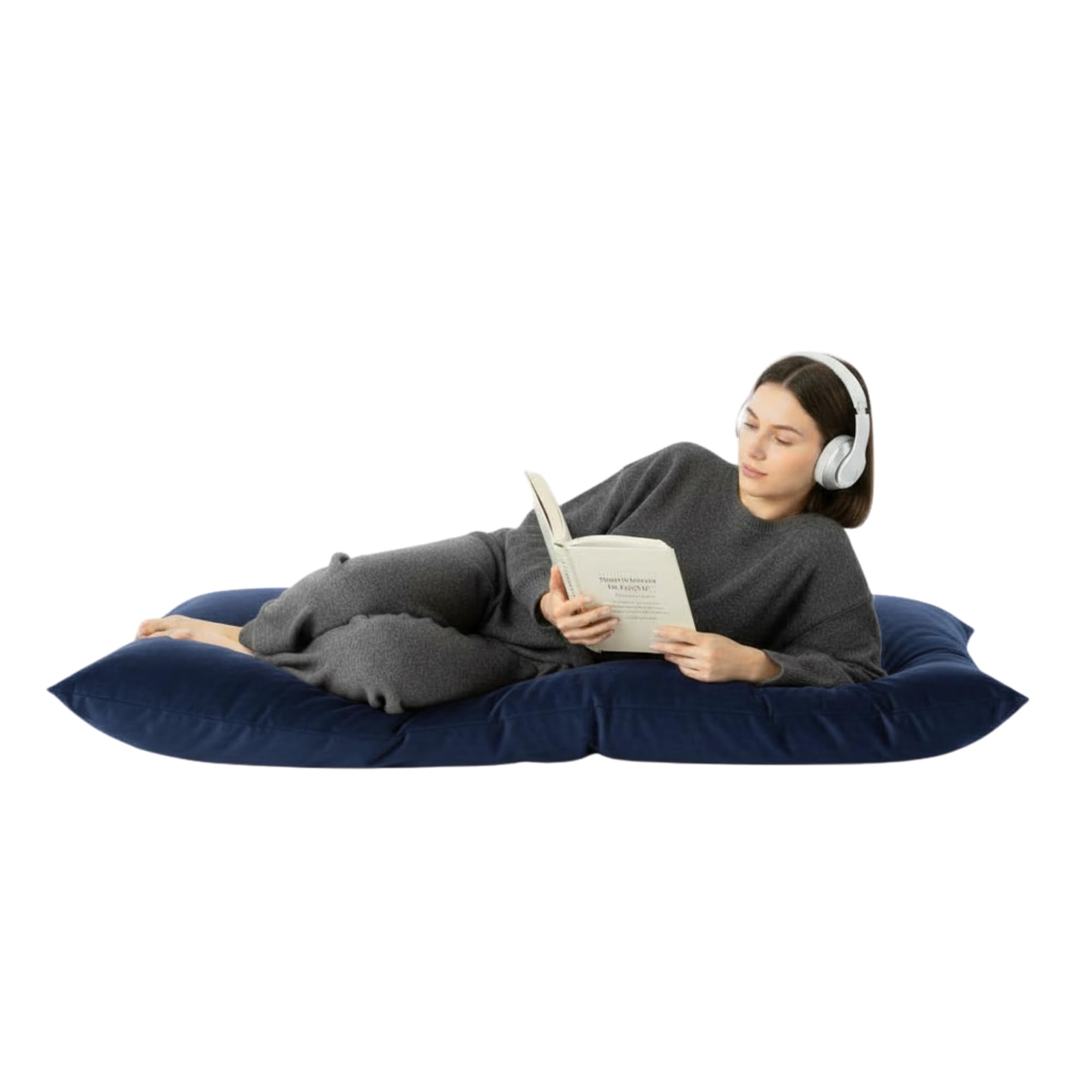 Kosiproducts Beanbag Floor Cushions Pillow Plush Velvet 100% Soft Polyester-Navy Blue-84x65 — image 1