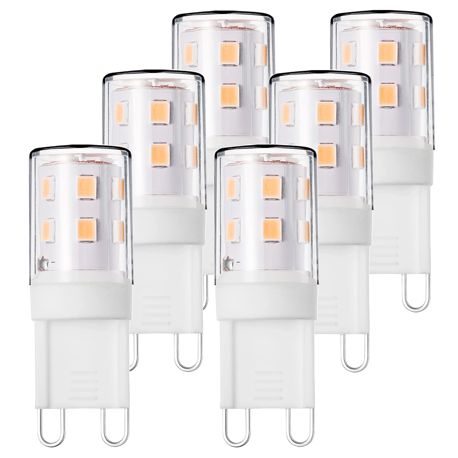 G9 LED Bulb 3W Equivalent to G9 Halogen Bulb 30W, 2700K Warm White G9 Light Bulb Non Dimmable for Home Lighting(6 Pack)