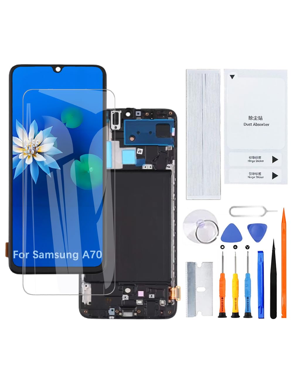 H&LYCYJ Display Schermo per Samsung Galaxy A70 TFT A705F A705FN A705GM LCD Schermo Kit di Ricambio con Cornice (Senza impronte digitali)