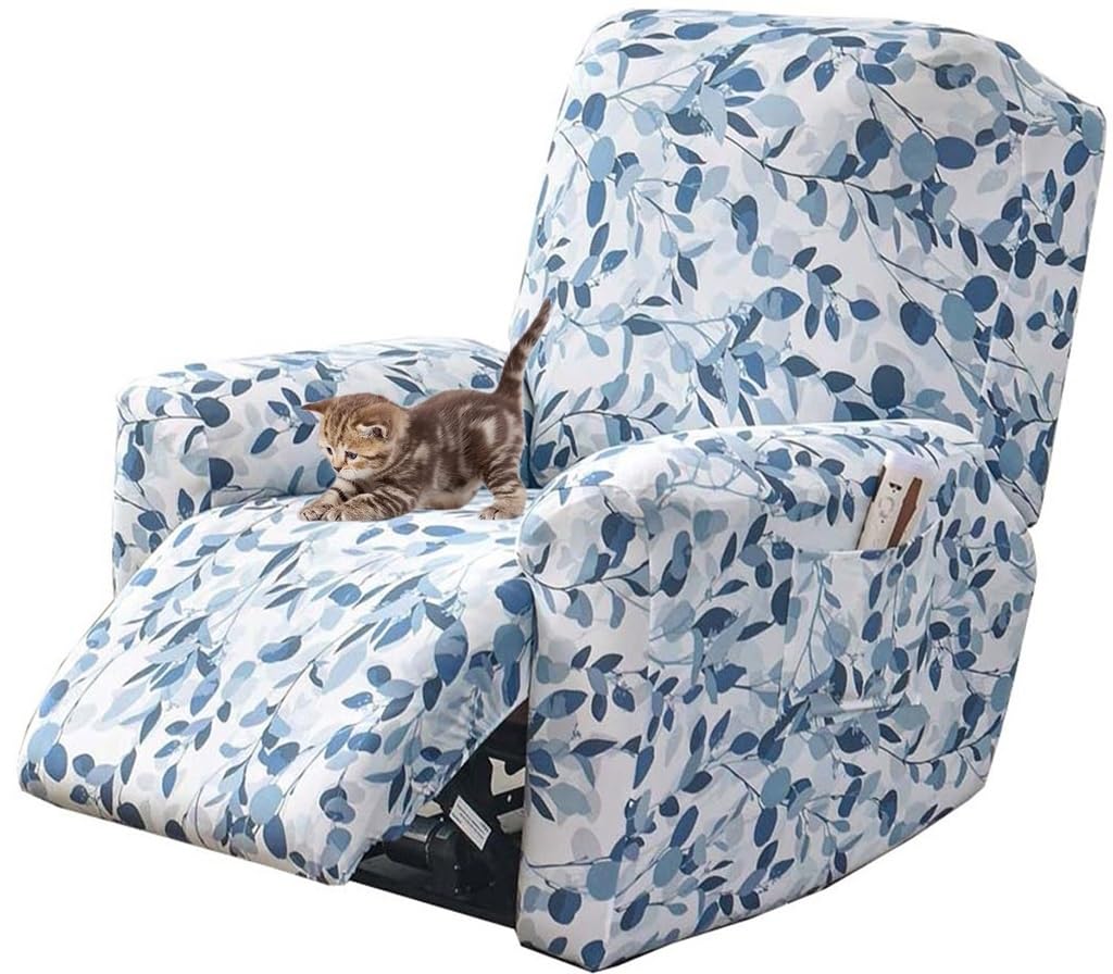 1/2/3 Seater Recliner Sofa Seat Covers Fabric Stretchy 4/6/8-Pieces Couch Slipcover Armchair Cover Non-Slip Furniture Protector, Elastic Spandex Soft Recliner Chair Protectors with Side Pocket ( Color