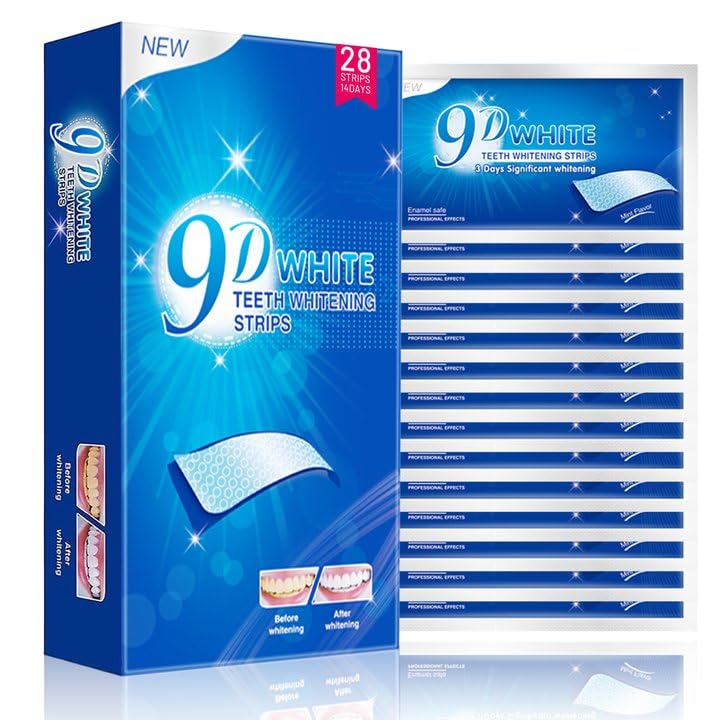 Xumann 28pcs 9D Teeth Whitening Strips, 5D 3D Upgraded Teeth Whitener Strips, White Strips Teeth Whitening