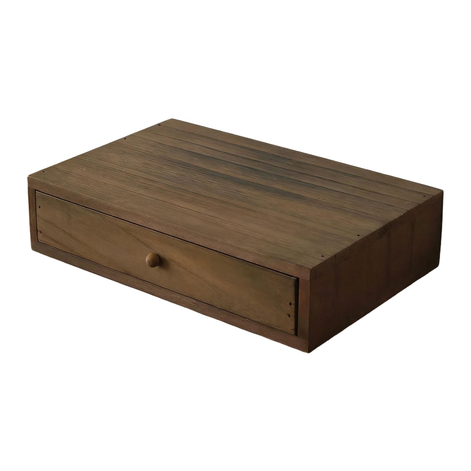 ZBIianxer Wooden Drawer Storage Box Wood Desktop Stationery Container with Drawer Small Item Organiser Wooden Desk Planner