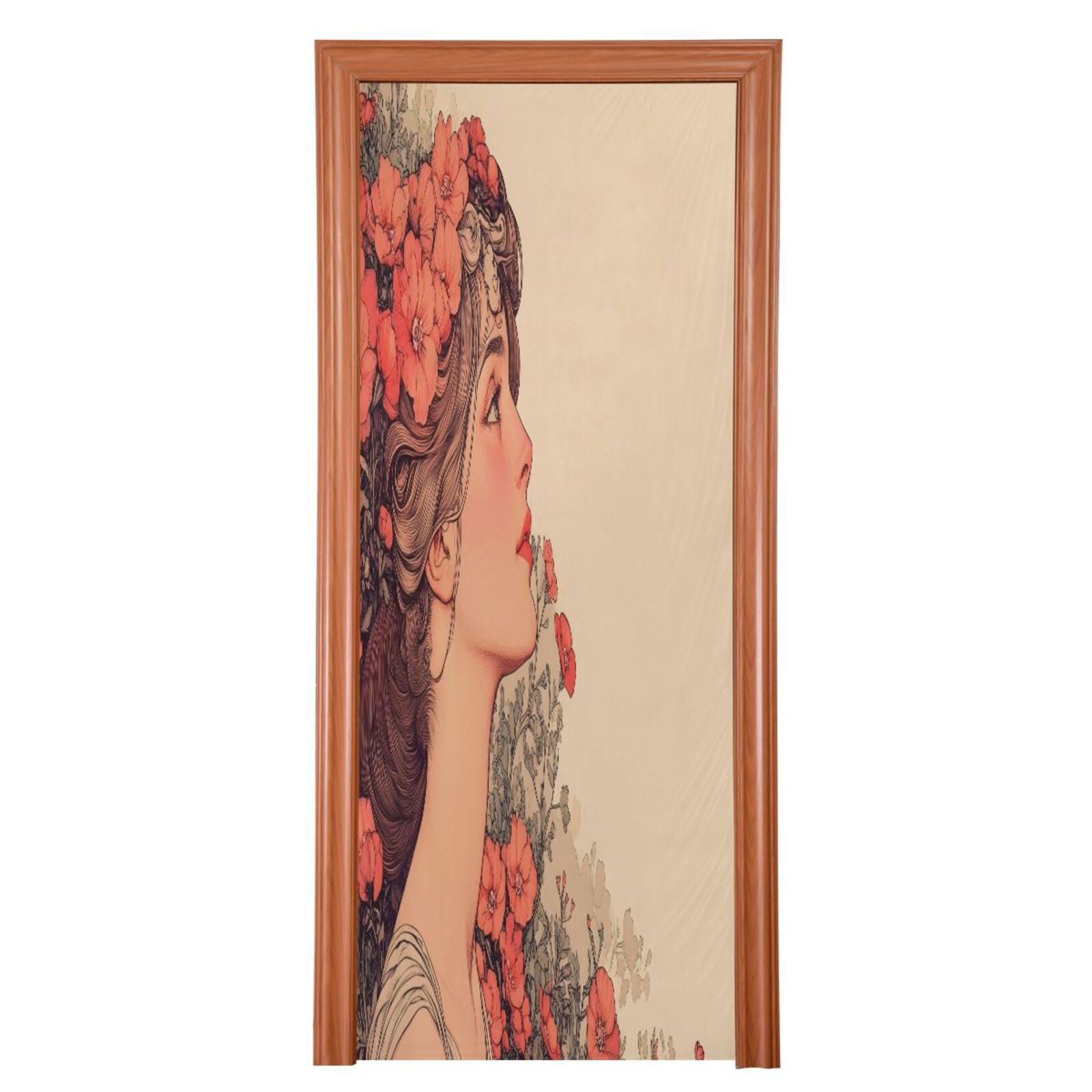 FLildon Romantic Floral Woman Door Cover Decoration, Party Accessory Porch Decor for Festive Ornament Room Door Covers 36 x 98 Inch