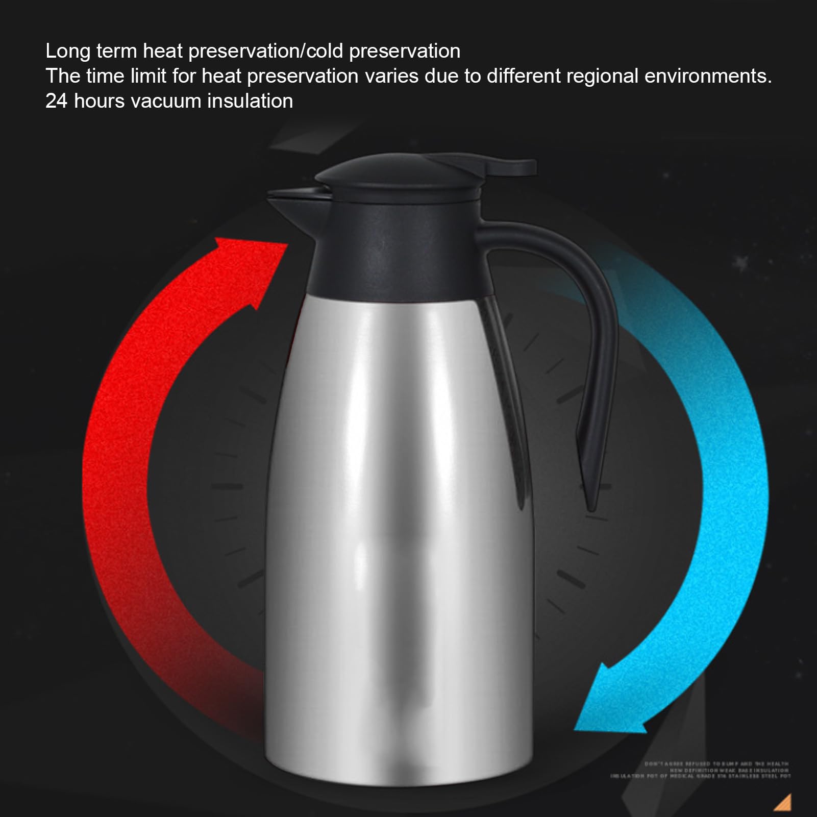 2L Coffee Carafe, Double Walled Stainless Steel Insulated Water Kettle Vacuum Thermal Pot Flask for Coffee Hot Water Tea Hot Beverage (Brushed Silver)