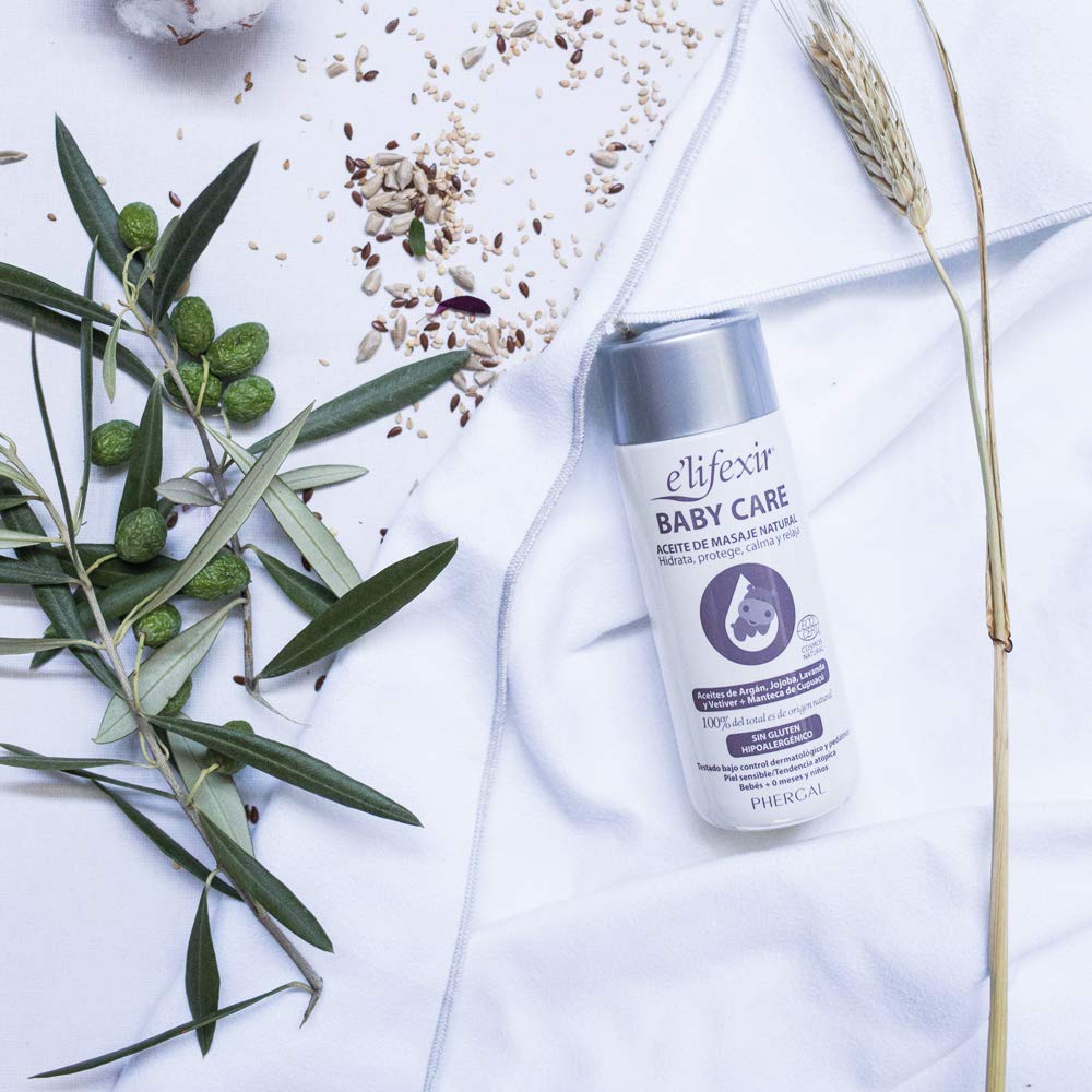 Elifexir Baby Care Aceite Masaje Natural para Bebé, Hidrata Intensamente, Calma y Relaja, 100% Ingredientes Naturales, Uso Desde el Nacimiento, Apto Piel Sensible, 100 ml