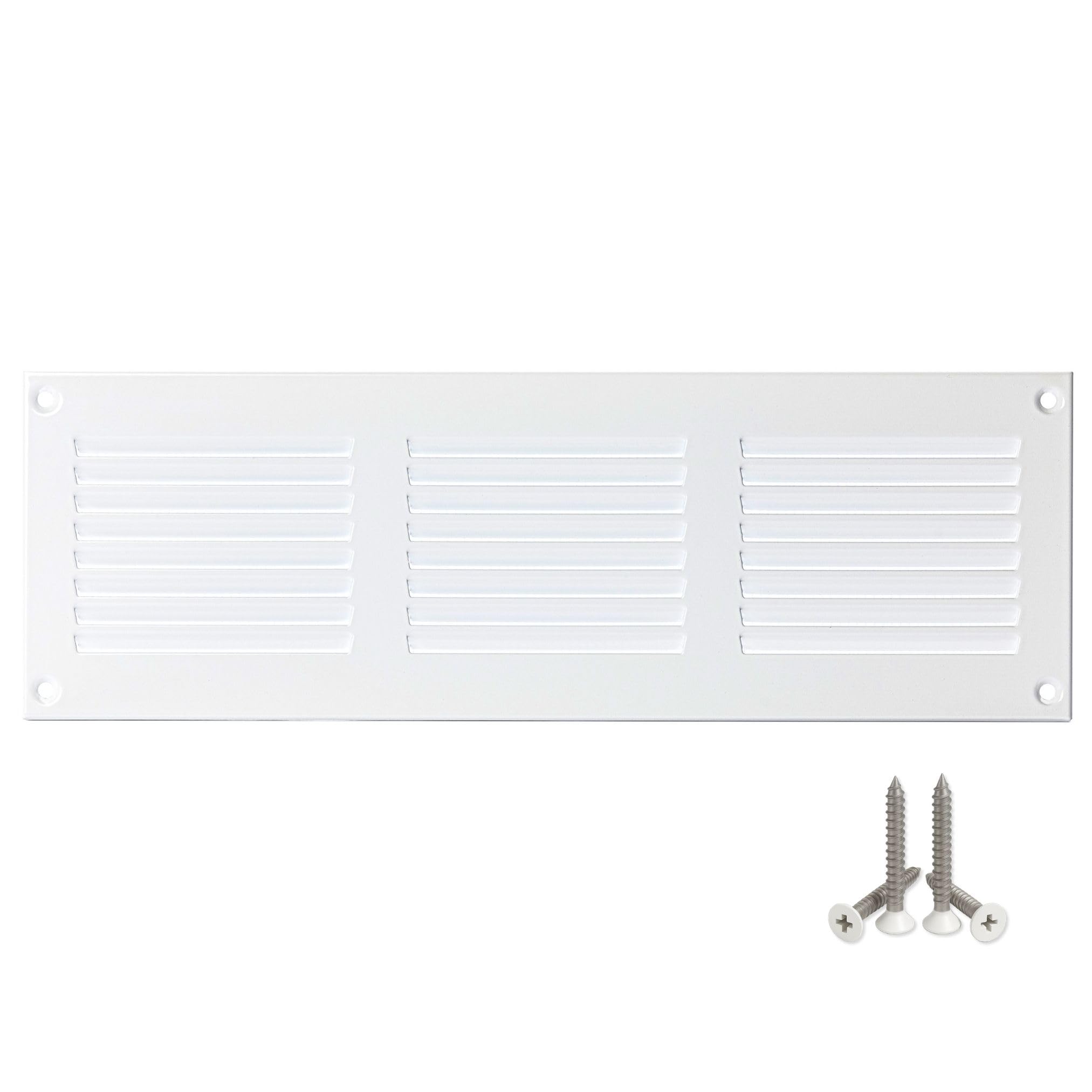 LIRAST 300x100mm Vent Cover White - 12x4 inch Wall Vent Cover with Insect Mesh - Ceiling Soffit Vents - External Vent Cover - Metal Ventilation Grilles - Air Vent Covers for Walls