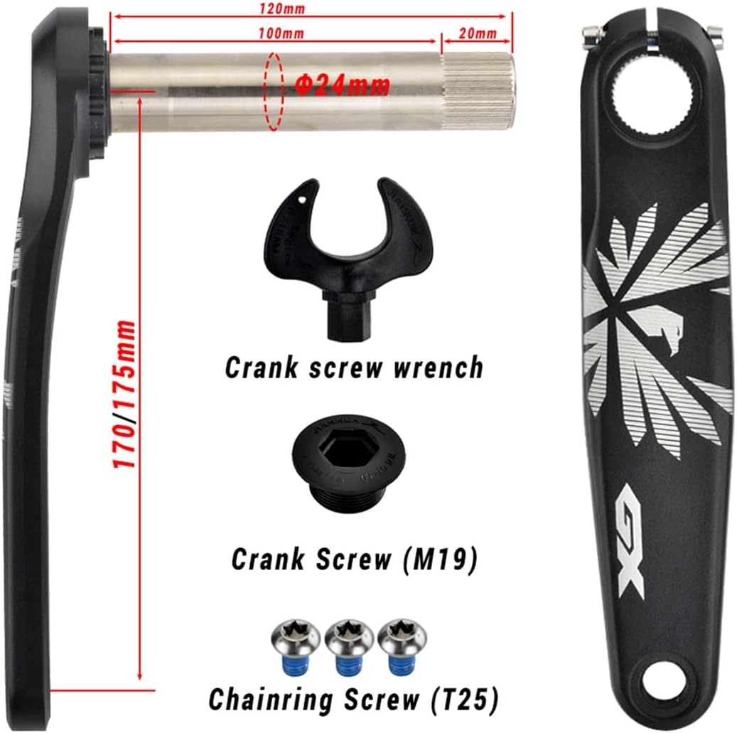 MTBクランクセット 170/175mm中空一体型シングルラウンドチェーンリング BB68ボトムブラケット付き30/32/34/36