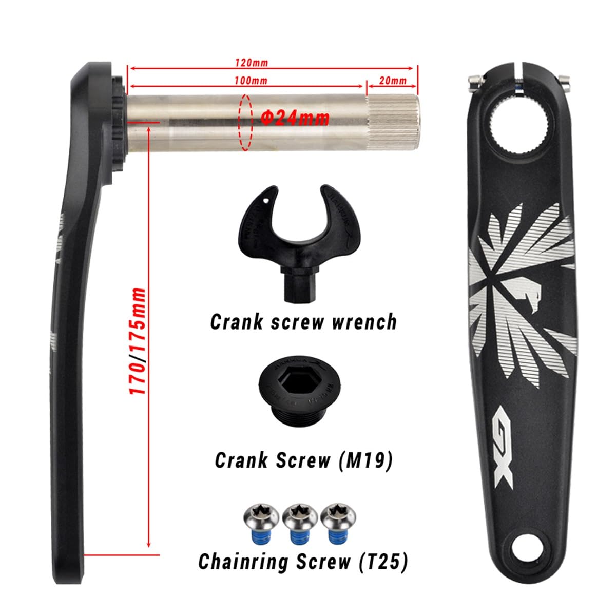 175 millimetri Mountain Bike sinistra / destra pedivella braccio cavo integrato MTB pedivella set