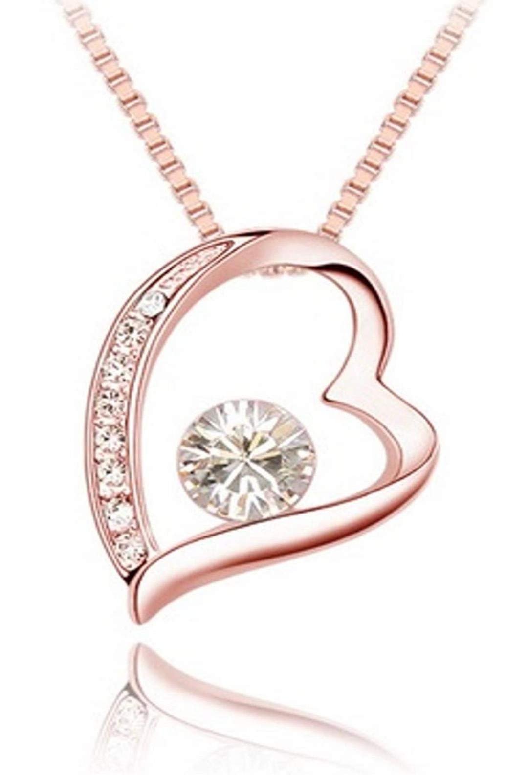 QuadivaE! Women's Necklace Heart decorated with sparkling crystals from Swarovski®