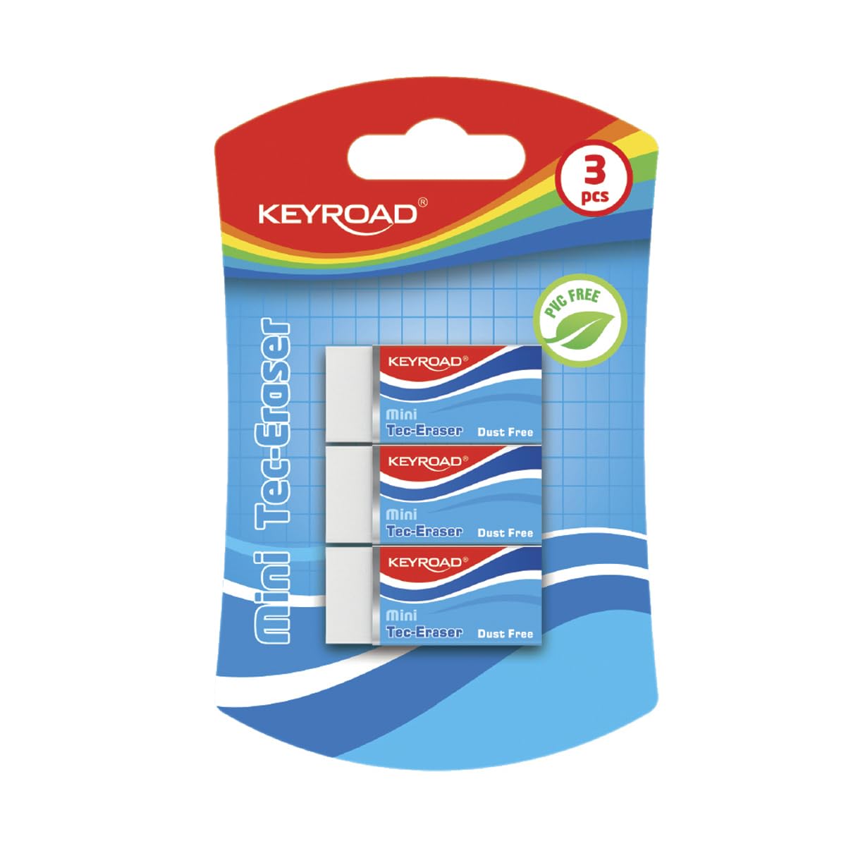 Keyroad White Universal Eraser / Technical Eraser for Pencil and Colouring Pencil / Rectangular / Pack of 3 / Dust Free / Thermoplastic Rubber