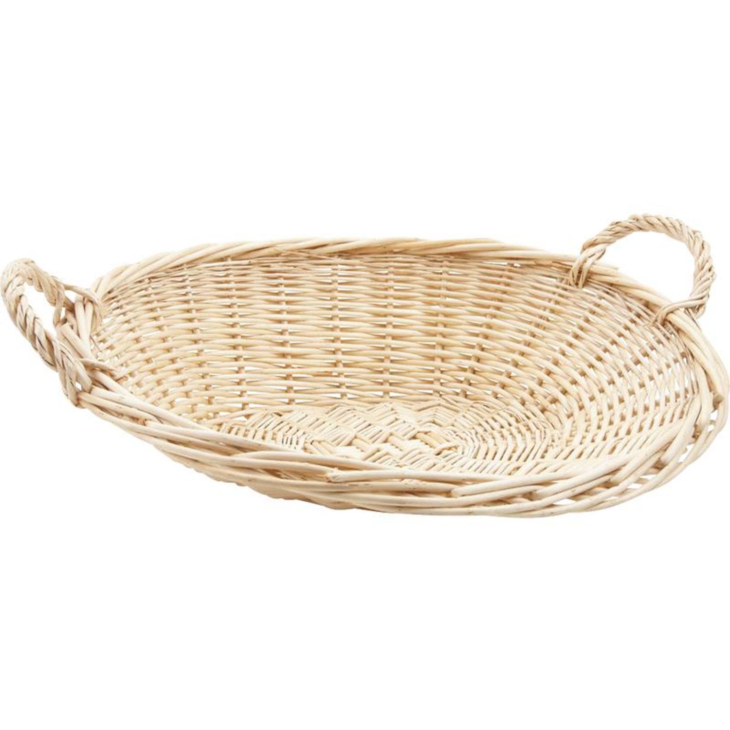 AUBRY GASPARD - Grande Corbeille Van Osier Blanc avec 2 Anses - 54 x 45 x 17 cm - Fabrication Artisanale - Stockage Fruits Légumes - Déco à Poser ou Accrocher - Poids 0.68 kg