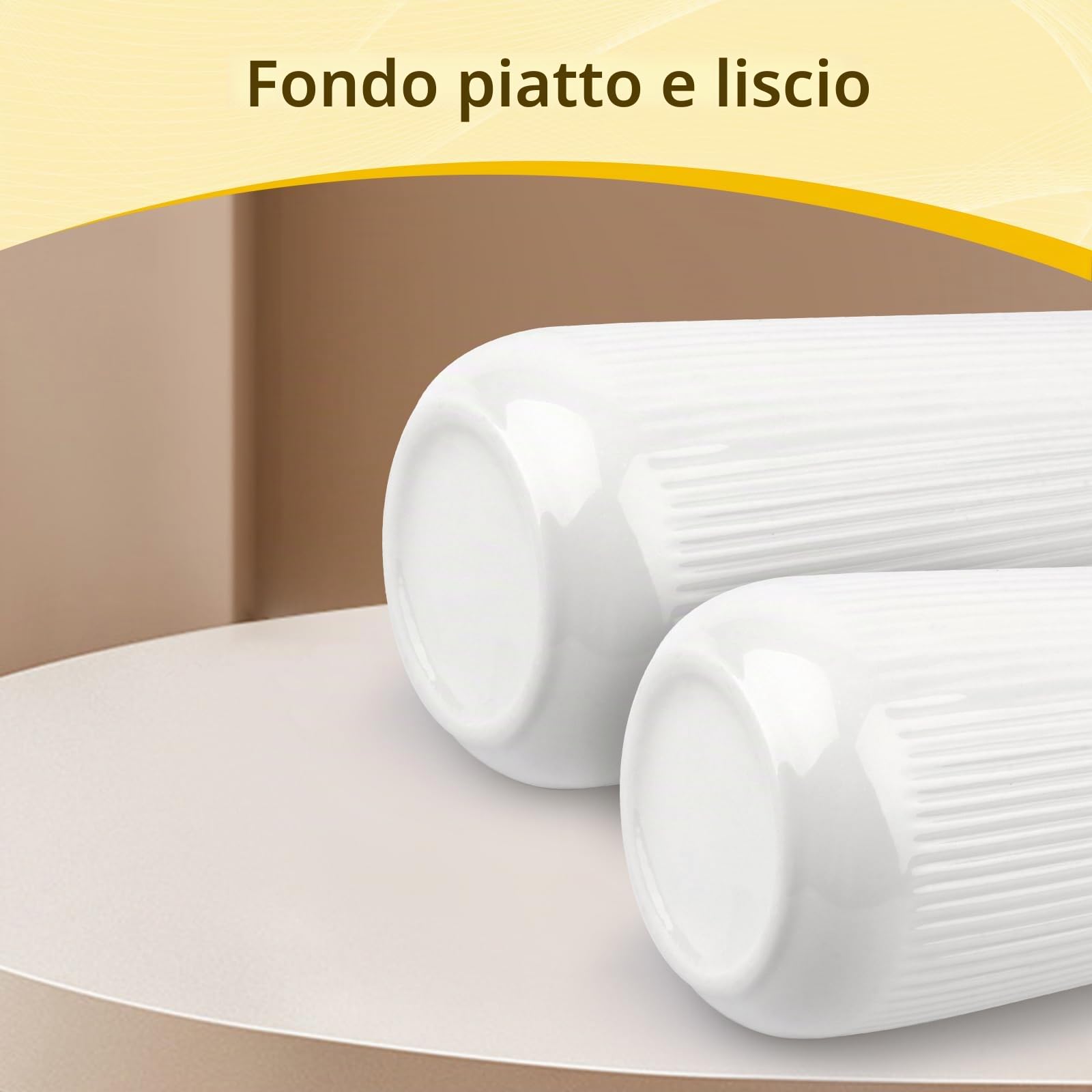 Vaso in Ceramica Bianco Decorativo - Moderno Con Scanalature per Fiori, Erba della Pampa - Piccolo per Casa, Soggiorno, Tavolo da Pranzo, Ingresso, Ufficio