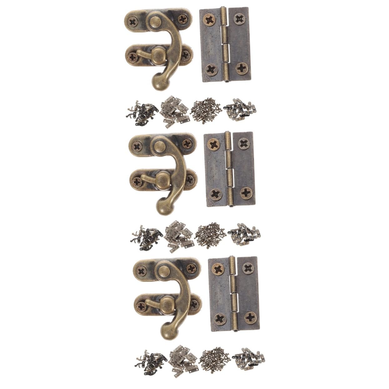 Balacoo 3 Sets Antique Iron Mini Hinges for Jewelry Boxes Decorative Wooden Box Hinges Vintage Buckle Latch